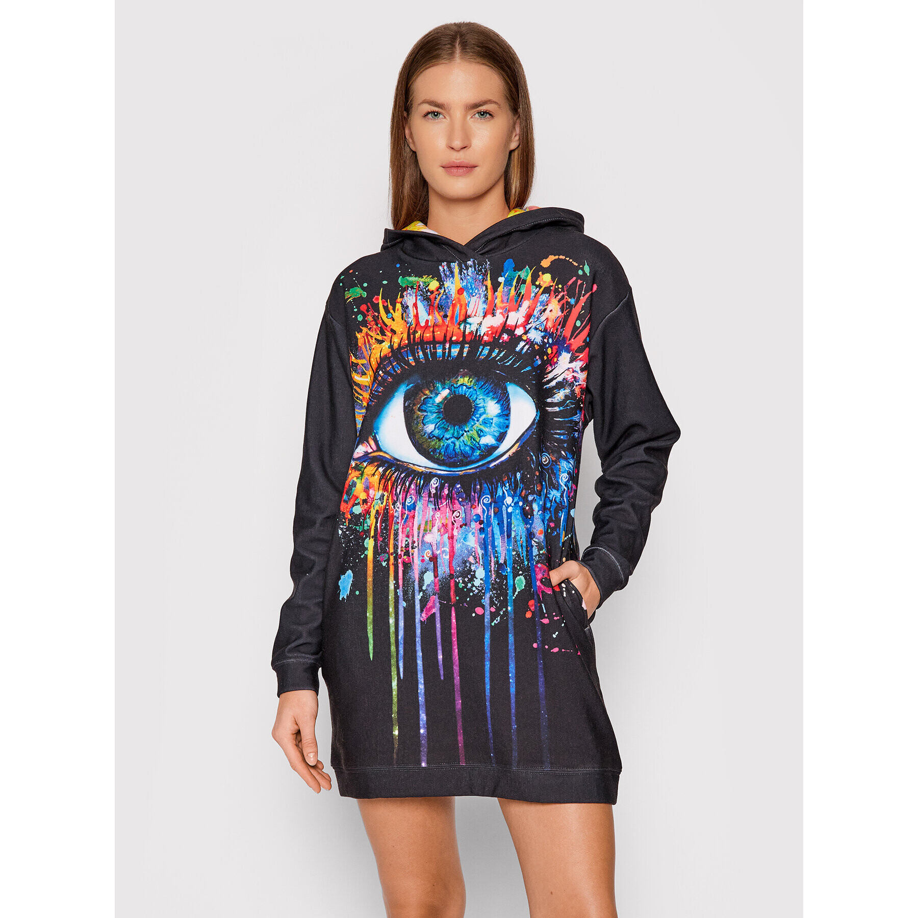 Mr. GUGU & Miss GO Плетена рокля Black Fullprint Черен Oversize - Pepit.bg