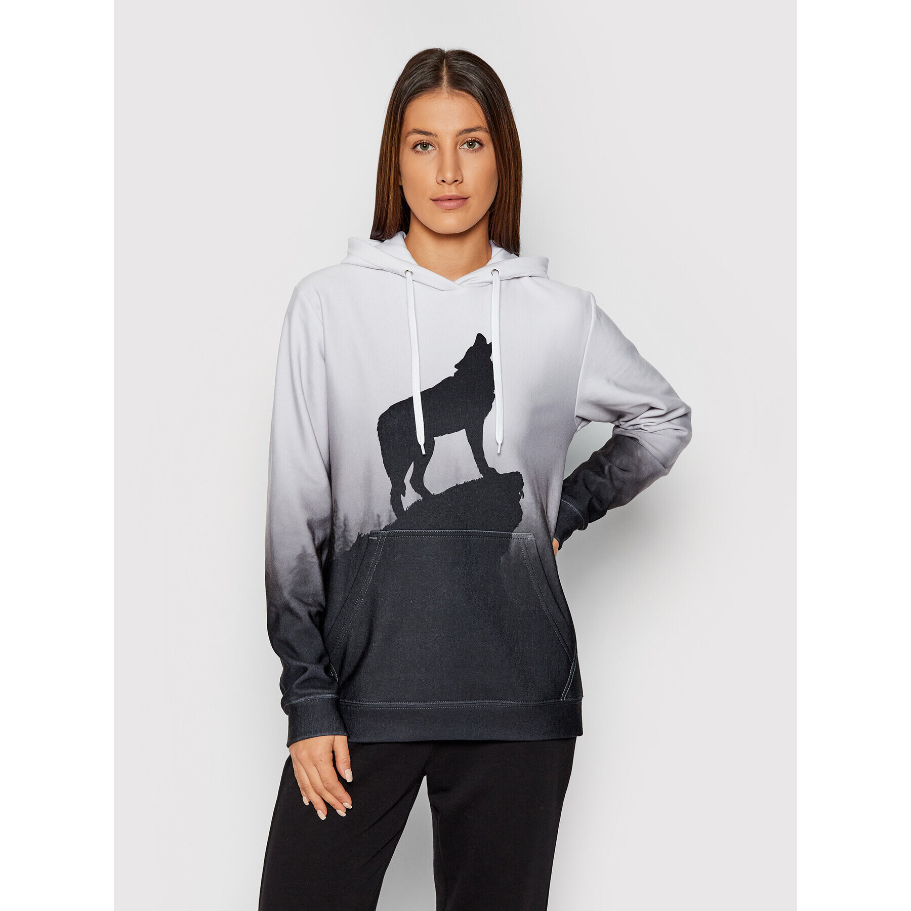 Mr. GUGU & Miss GO Суитшърт Unisex Shadow Of Wolf Сив Regular Fit - Pepit.bg