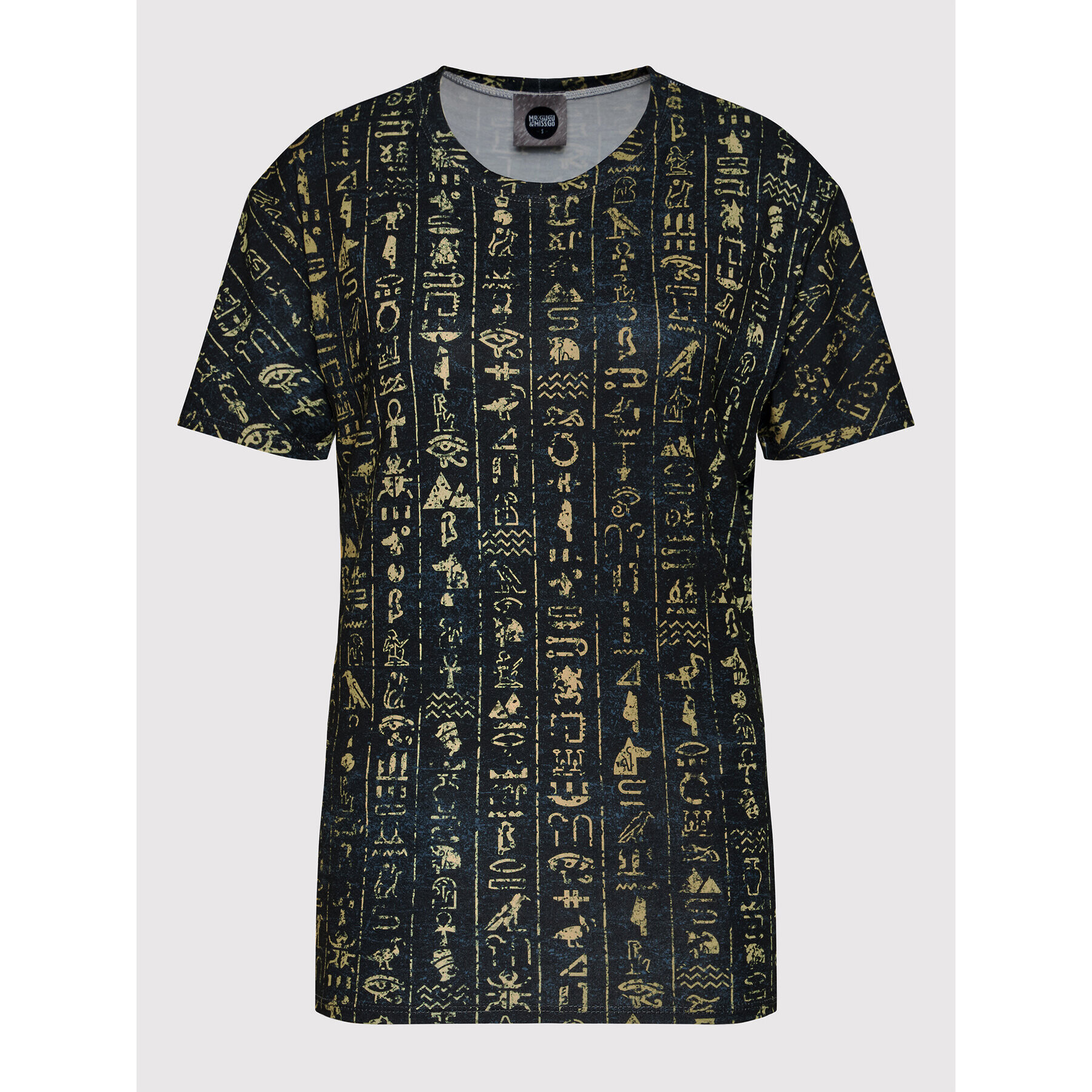 Mr. GUGU & Miss GO Тишърт Unisex Hieroglyphs Черен Regular Fit - Pepit.bg