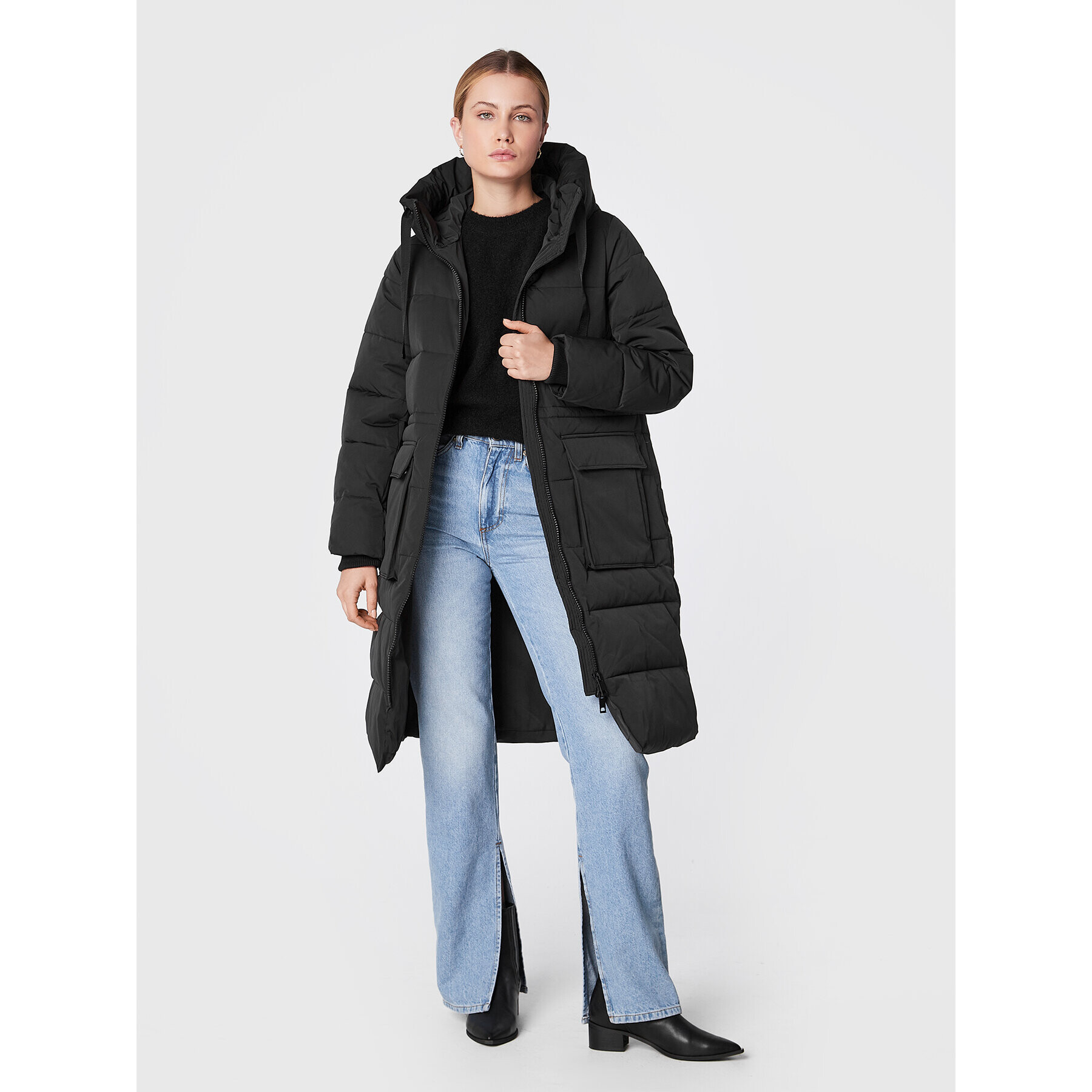 Moss Copenhagen Пухено яке Pavinaria 17220 Черен Regular Fit - Pepit.bg