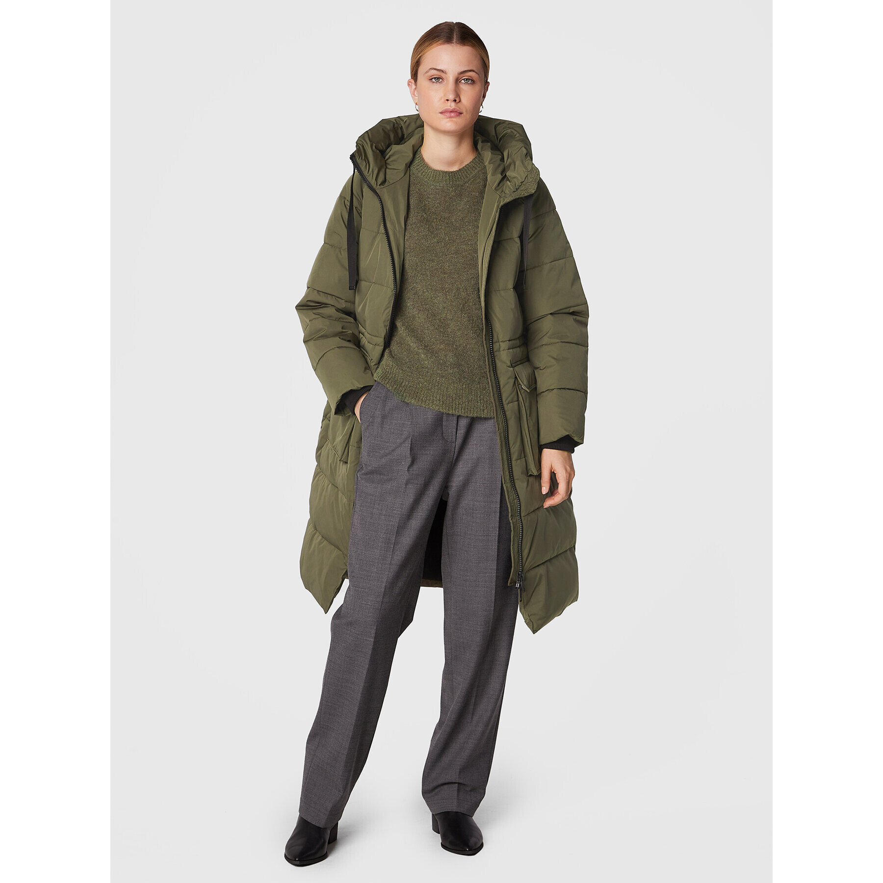 Moss Copenhagen Пухено яке Pavinaria 17220 Зелен Regular Fit - Pepit.bg