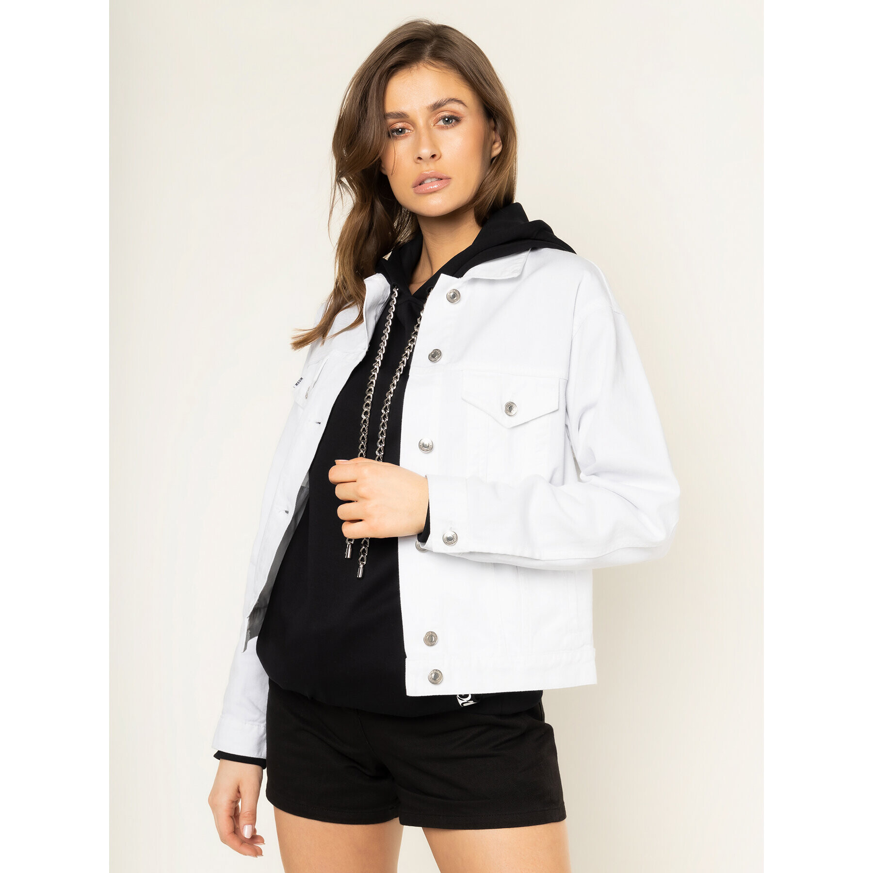 MSGM Дънково яке 2841MDH51T 207276 01 Бял Regular Fit - Pepit.bg
