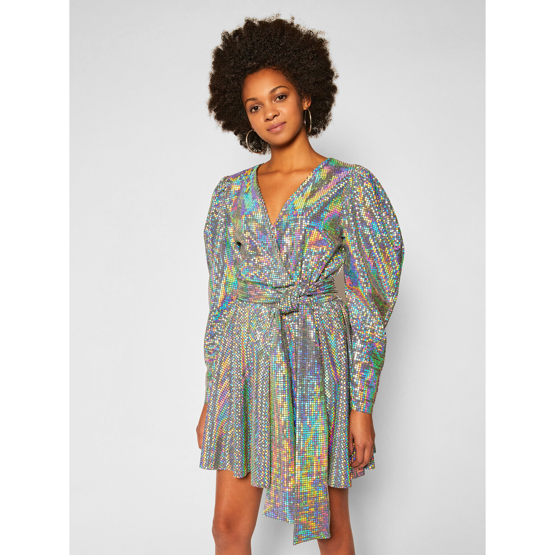 MSGM Коктейлна рокля 2941MDA152 207662 Сребрист Regular Fit - Pepit.bg