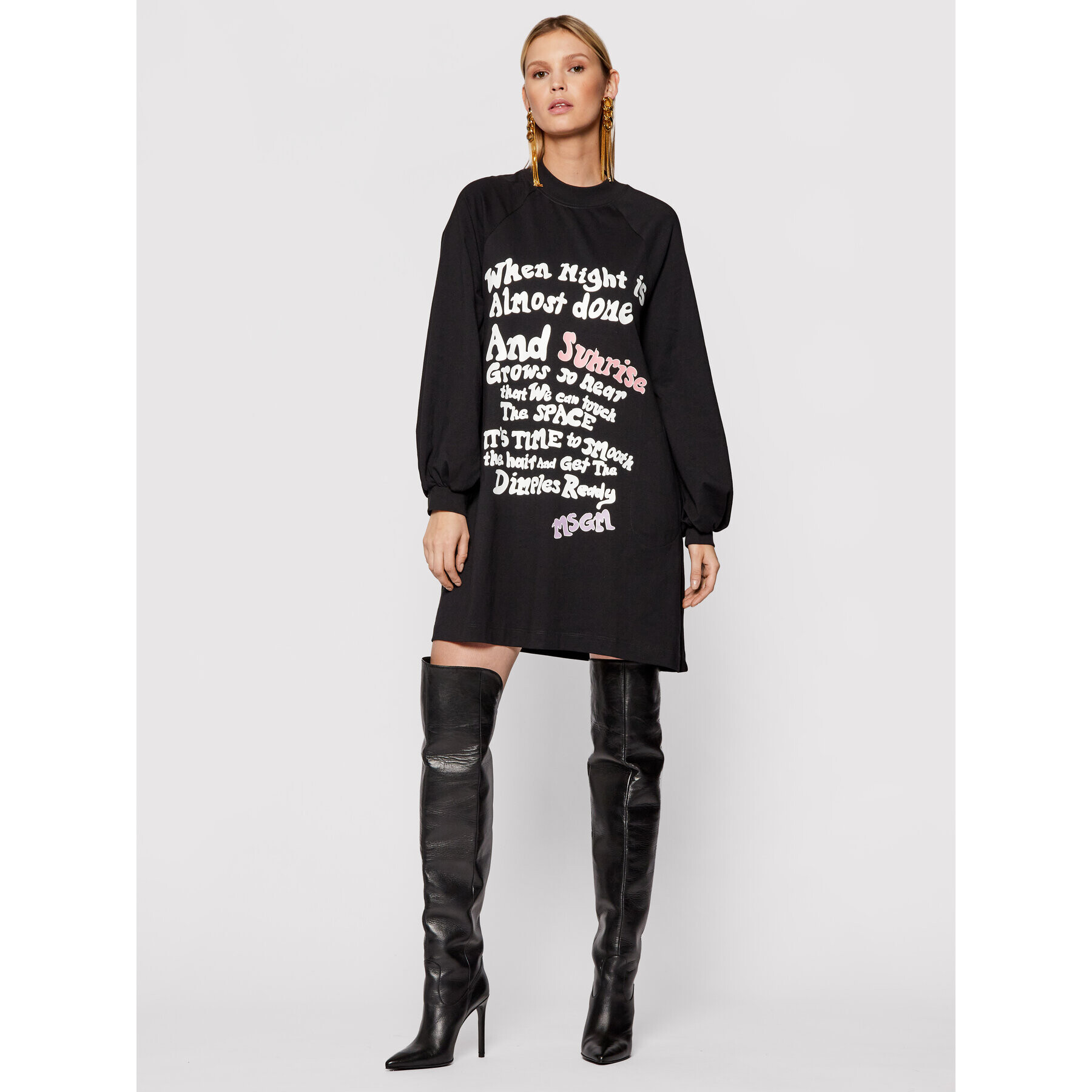 MSGM Плетена рокля 3141MDA70 217798 Черен Regular Fit - Pepit.bg