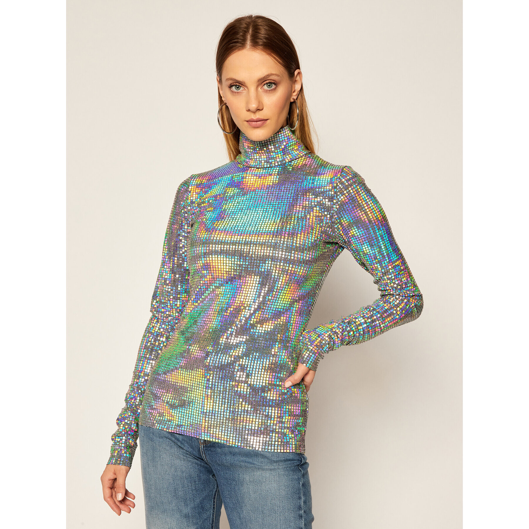 MSGM Поло 2941MDM05 207662 Сребрист Slim Fit - Pepit.bg