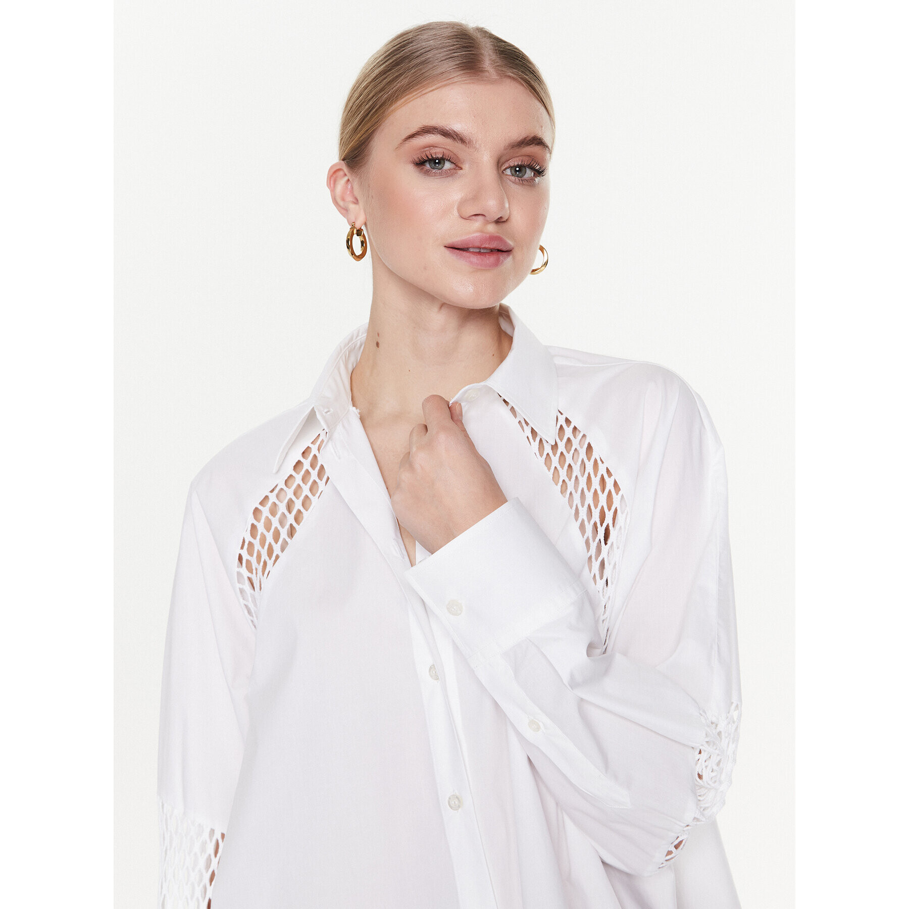 MSGM Рокля тип риза 3441MDA183 237125 Бял Regular Fit - Pepit.bg