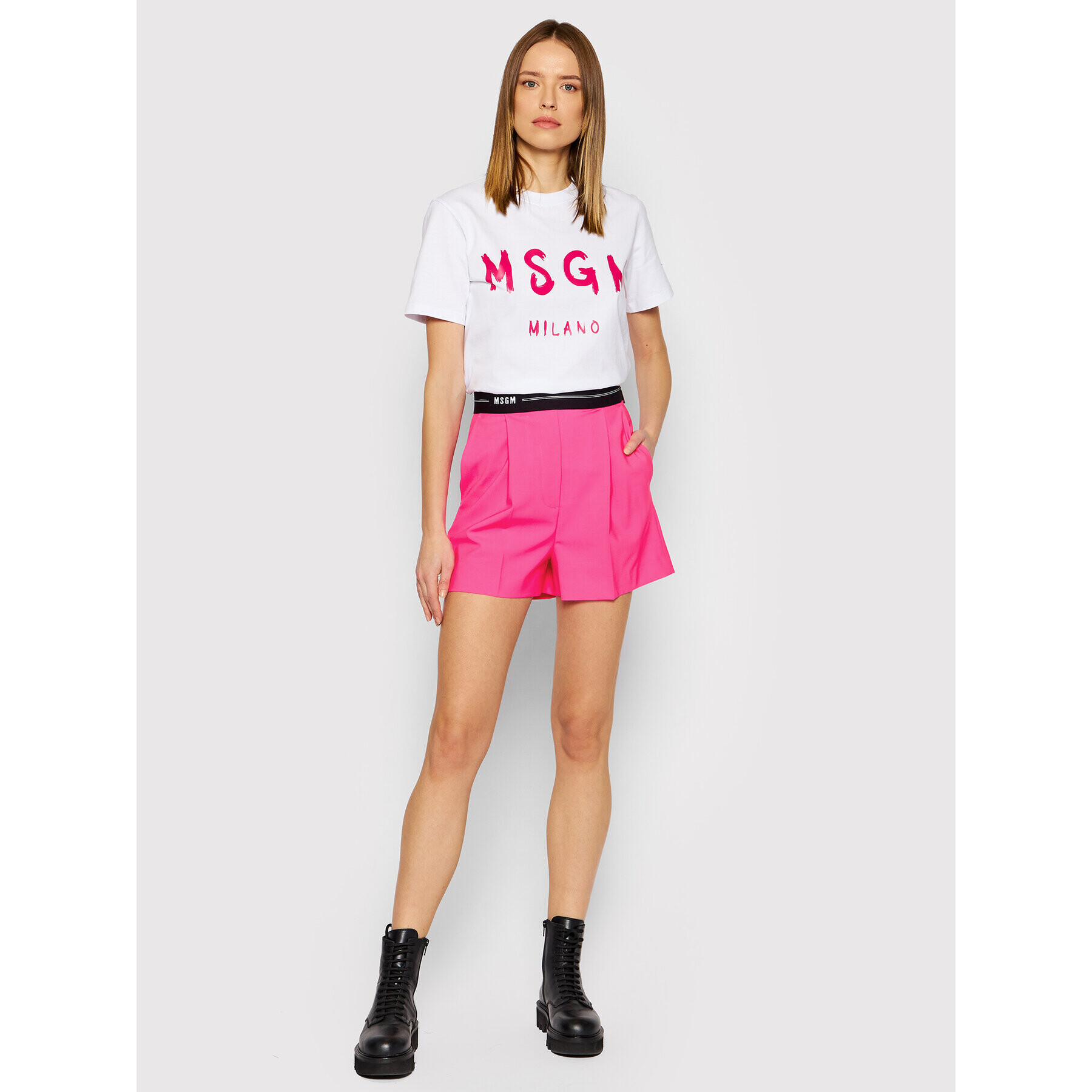 MSGM Шорти от плат 3241MDB16 227104 Розов Regular Fit - Pepit.bg