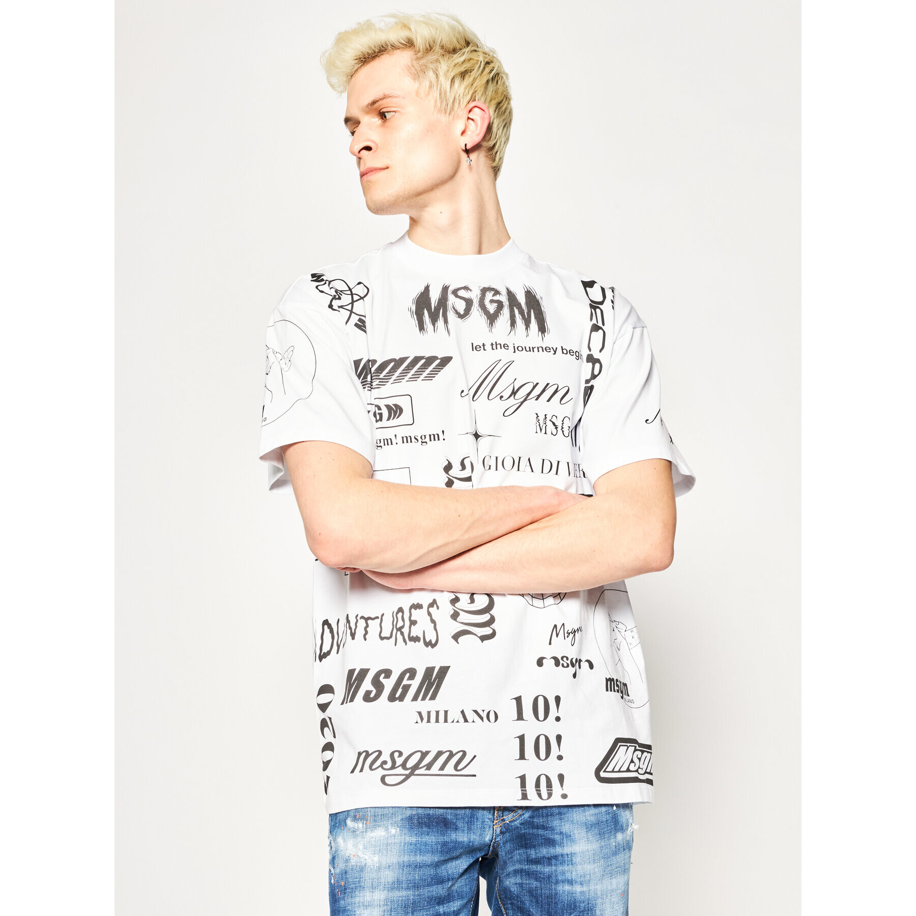 MSGM Тишърт 2840MM101 207098 Бял Regular Fit - Pepit.bg