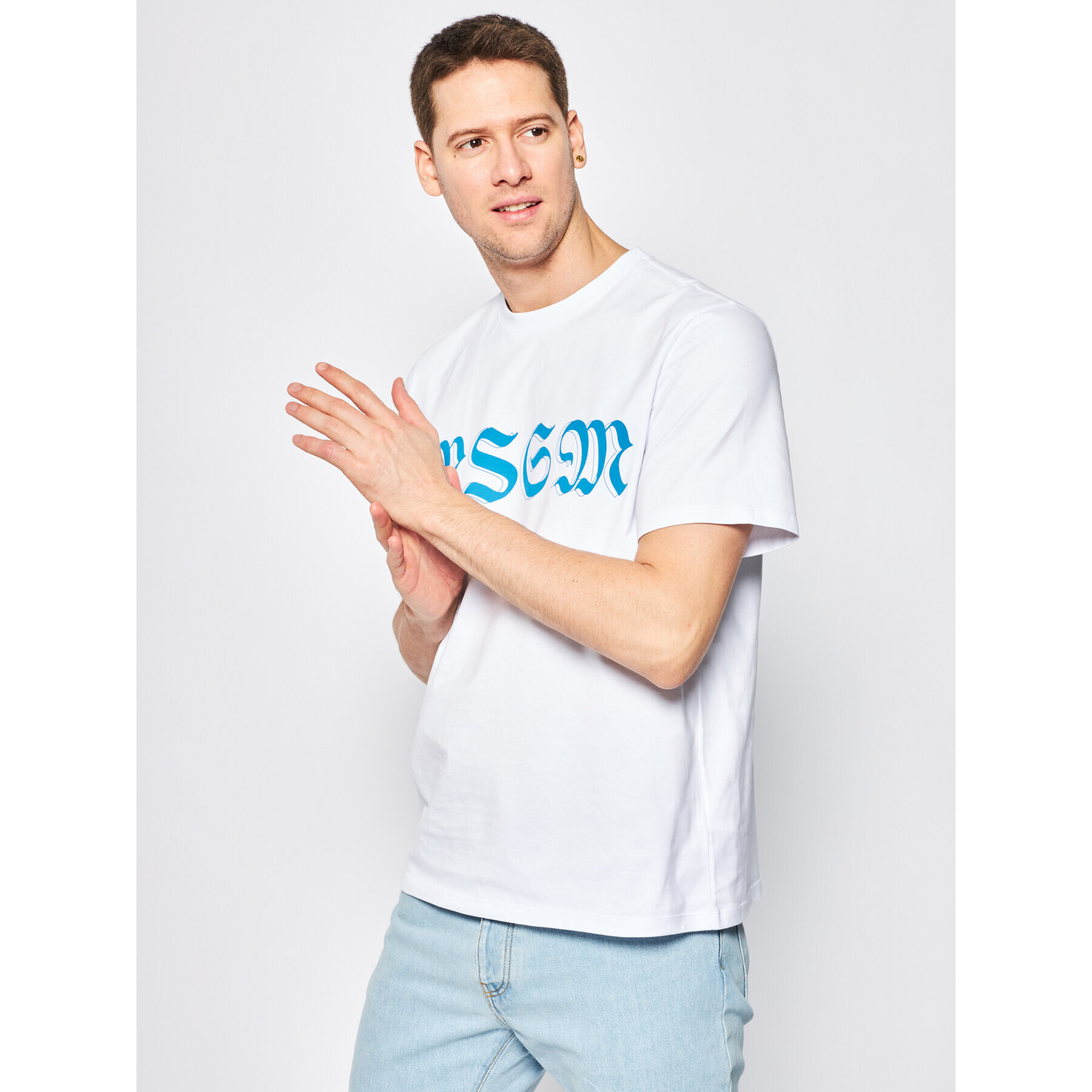 MSGM Тишърт 2840MM235 207098 Бял Regular Fit - Pepit.bg