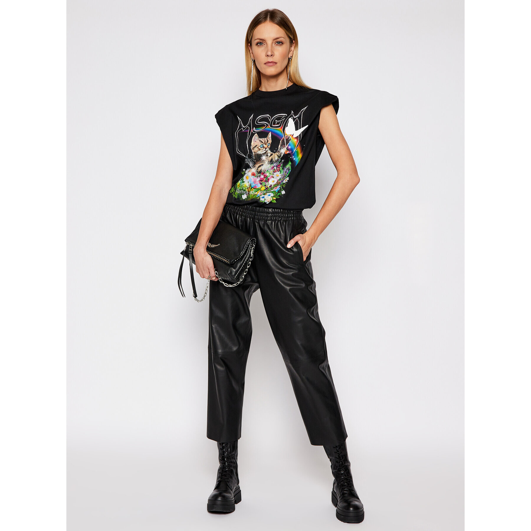 MSGM Тишърт 3041MDM164 217298 Черен Regular Fit - Pepit.bg