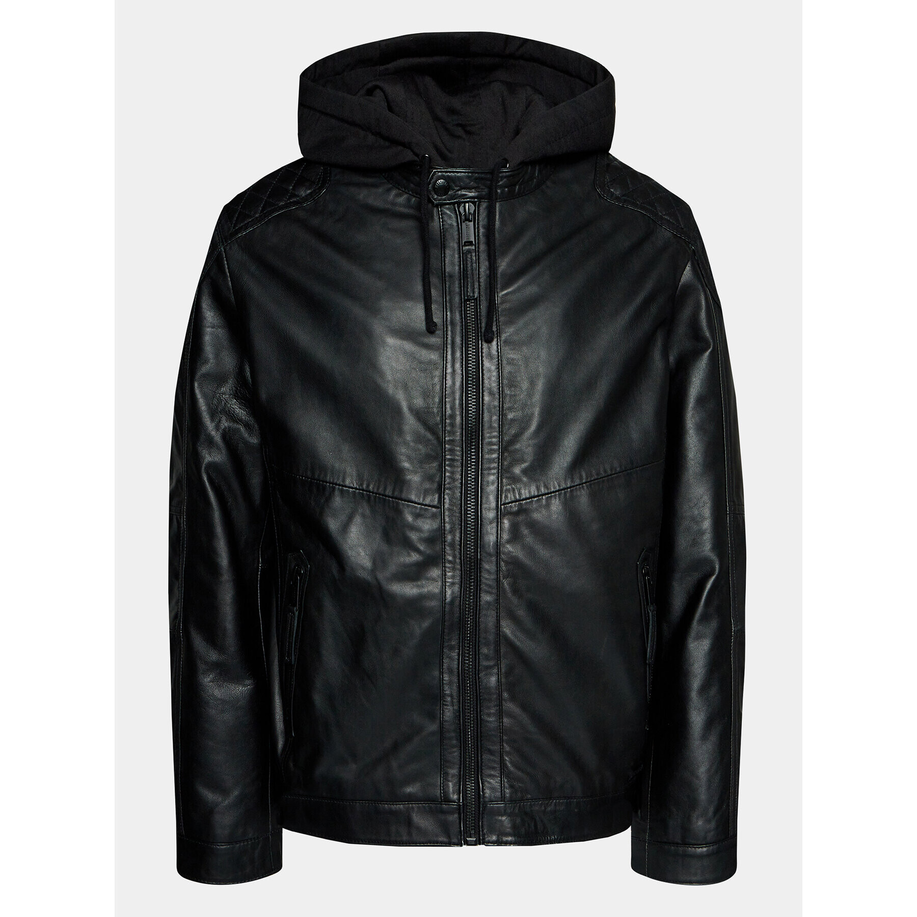 Mustang Кожено яке Veg Tanned 9920542 Черен Regular Fit - Pepit.bg