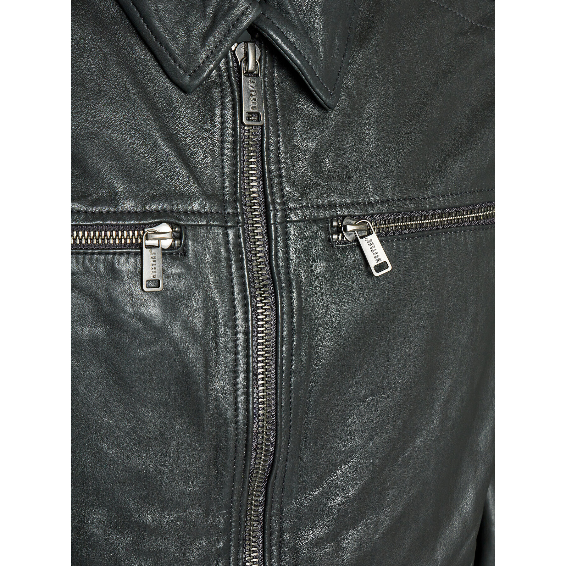 Mustang Кожено яке William 9920615 Сив Regular Fit - Pepit.bg