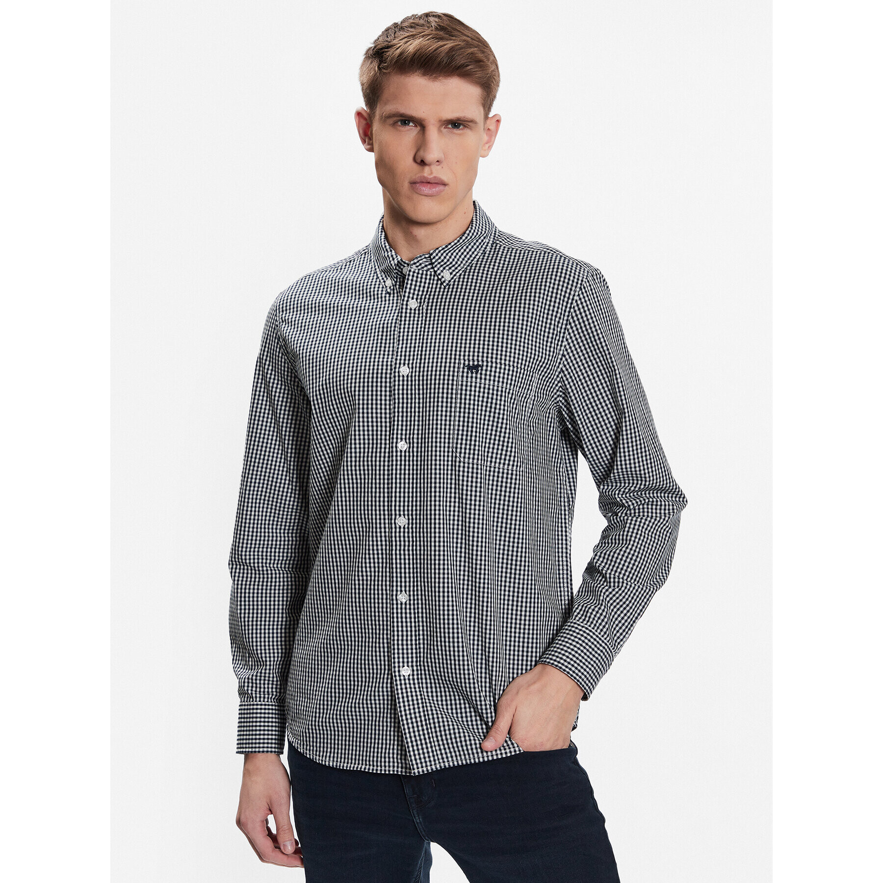 Mustang Риза Clemens 1013476 Тъмносин Regular Fit - Pepit.bg