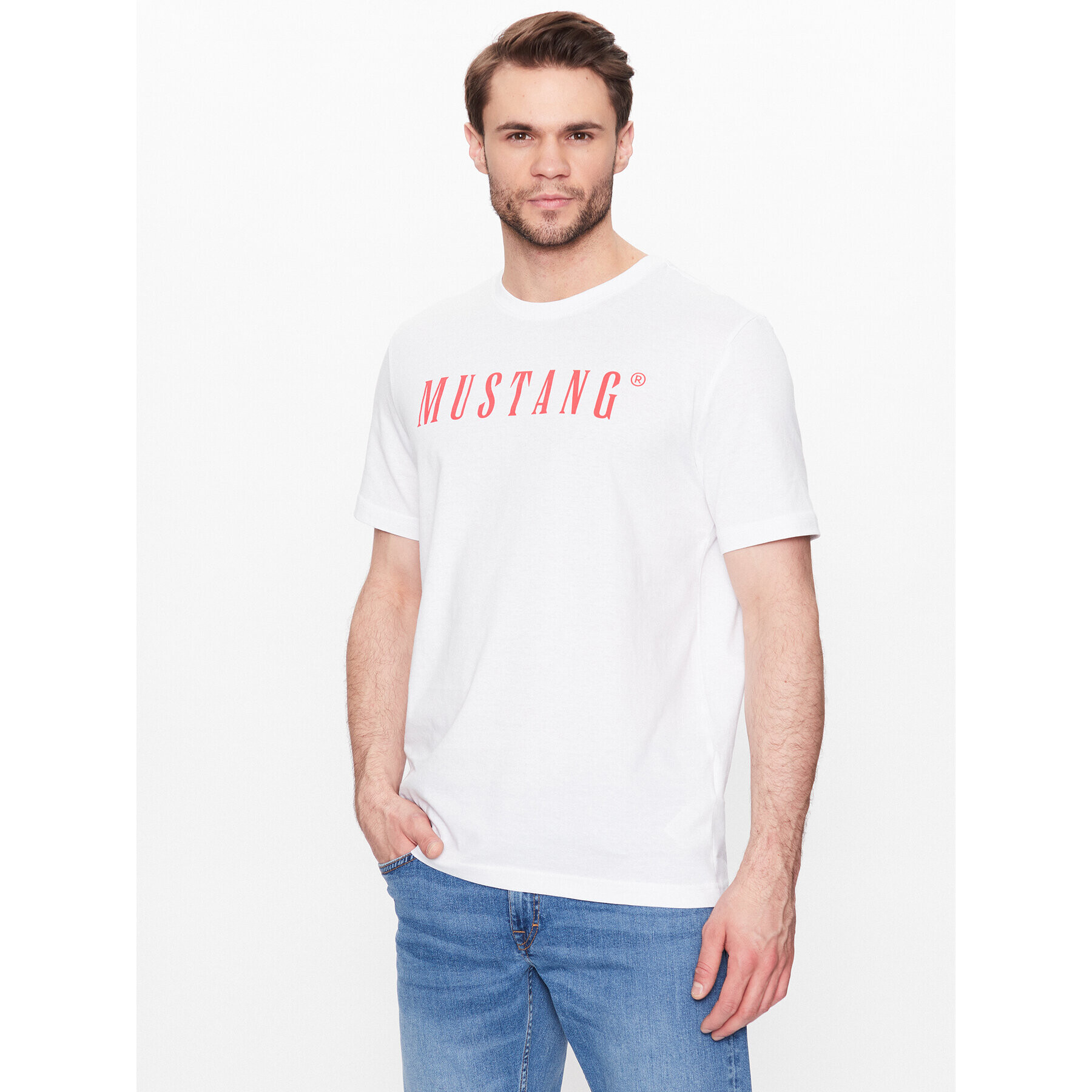 Mustang Тишърт Alex 1013221 Бял Regular Fit - Pepit.bg