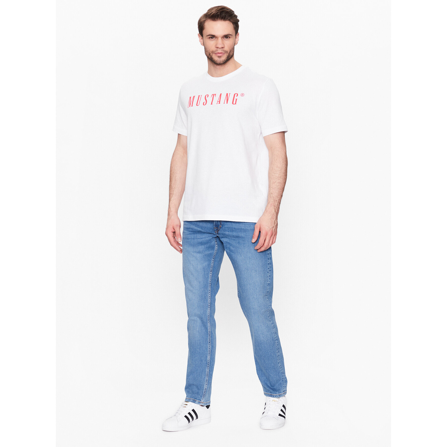 Mustang Тишърт Alex 1013221 Бял Regular Fit - Pepit.bg