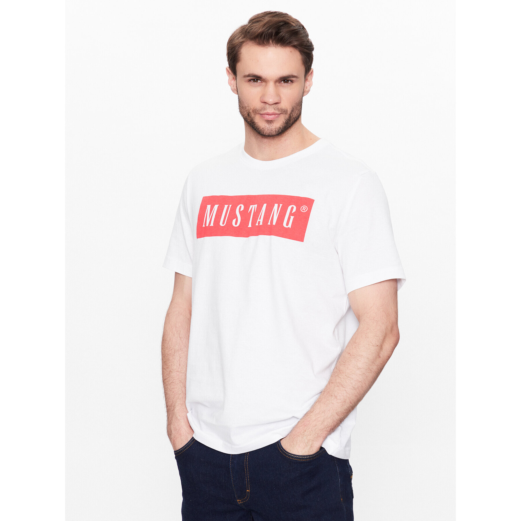 Mustang Тишърт Alex 1013223 Бял Regular Fit - Pepit.bg