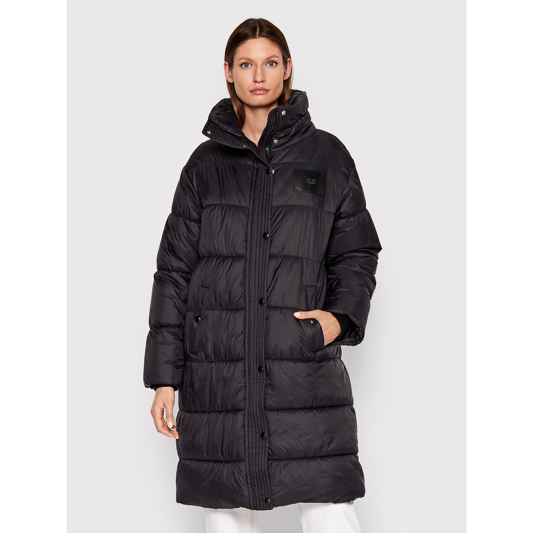 N°21 Пухено яке 22I N2M0 O111 5004 Черен Regular Fit - Pepit.bg