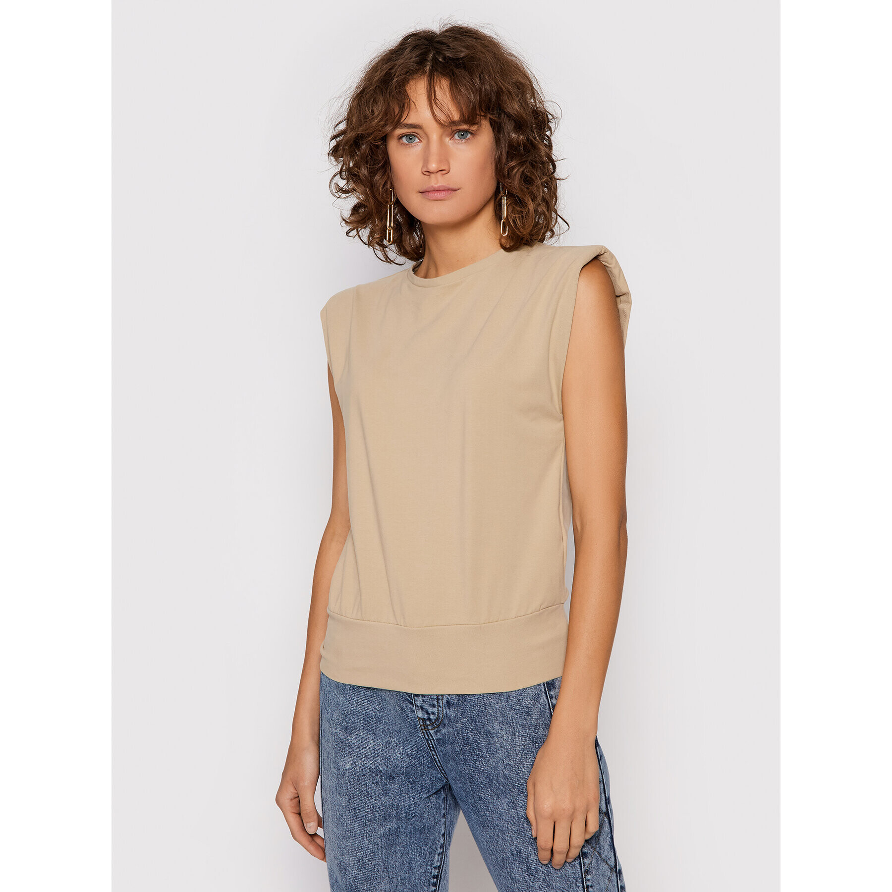 NA-KD Блуза 1100-004247-0052-003 Бежов Regular Fit - Pepit.bg