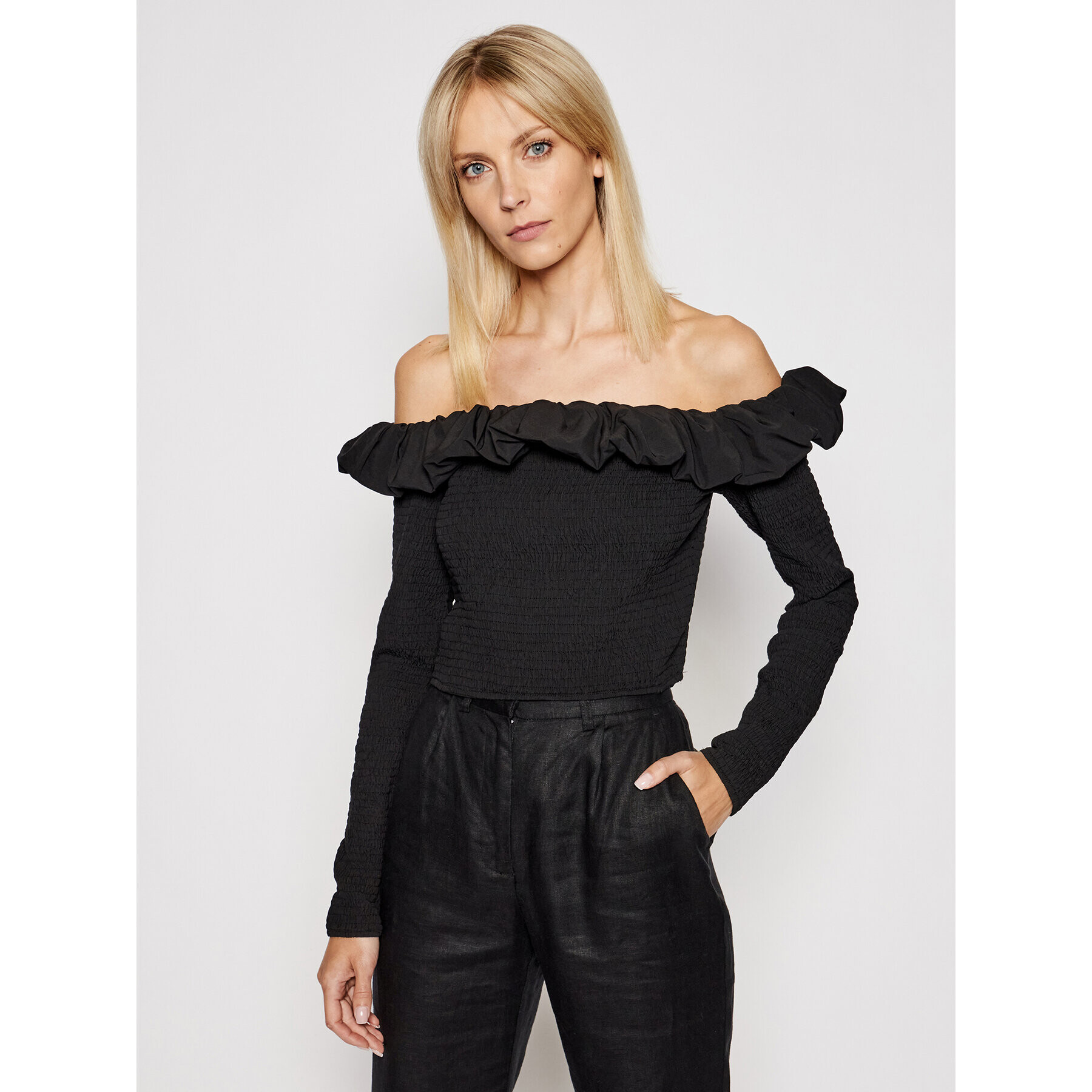 NA-KD Блуза Off Shoulder 1018-006810-0002-581 Черен Slim Fit - Pepit.bg