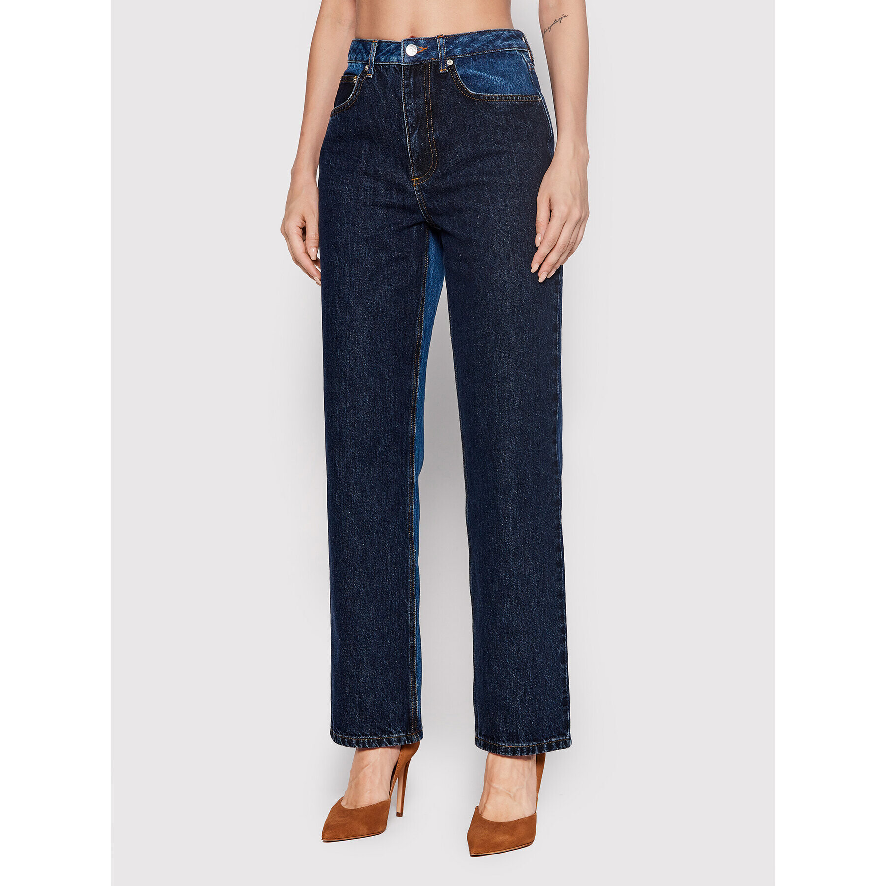 NA-KD Дънки 1018-008341-0061-581 Тъмносин Relaxed Fit - Pepit.bg