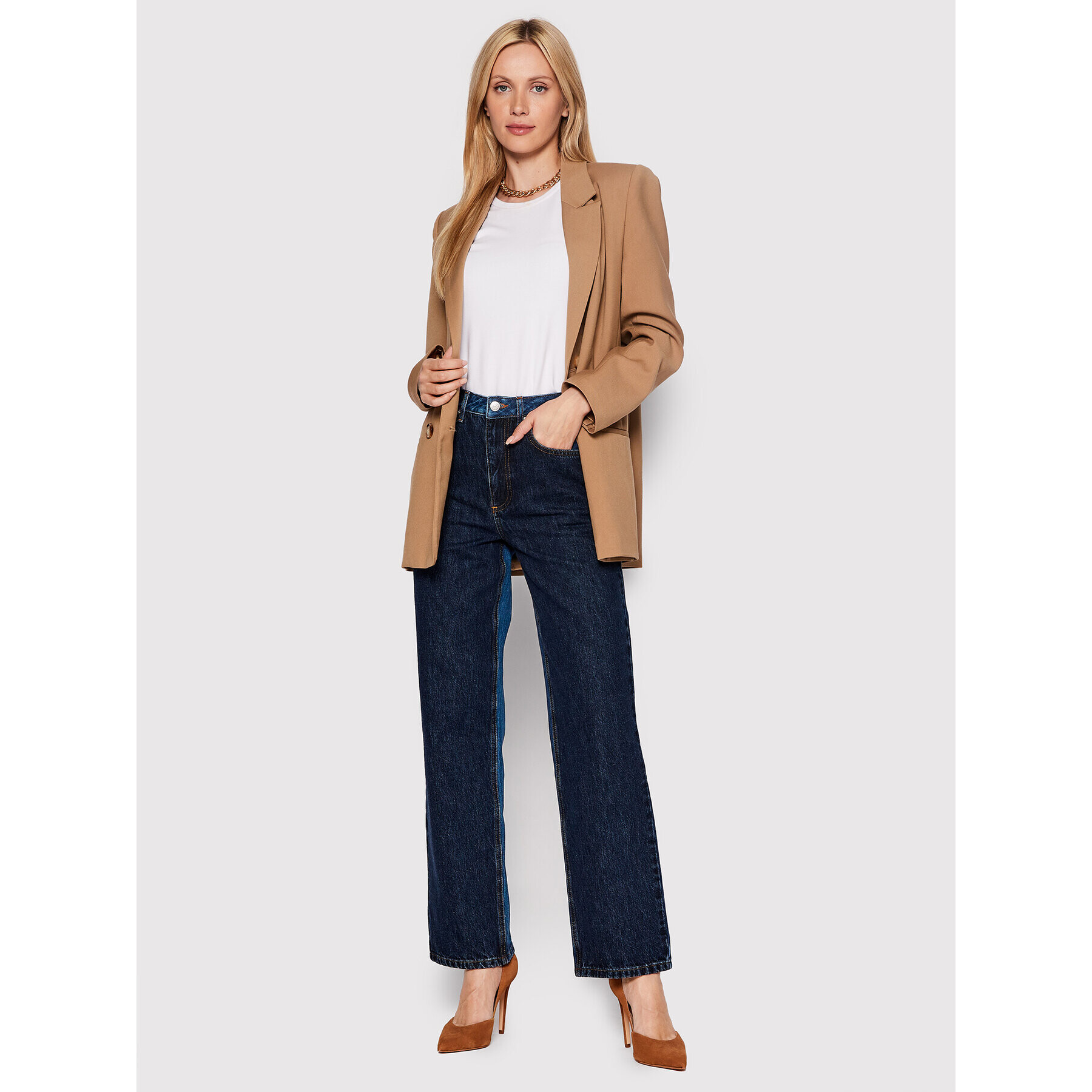 NA-KD Дънки 1018-008341-0061-581 Тъмносин Relaxed Fit - Pepit.bg