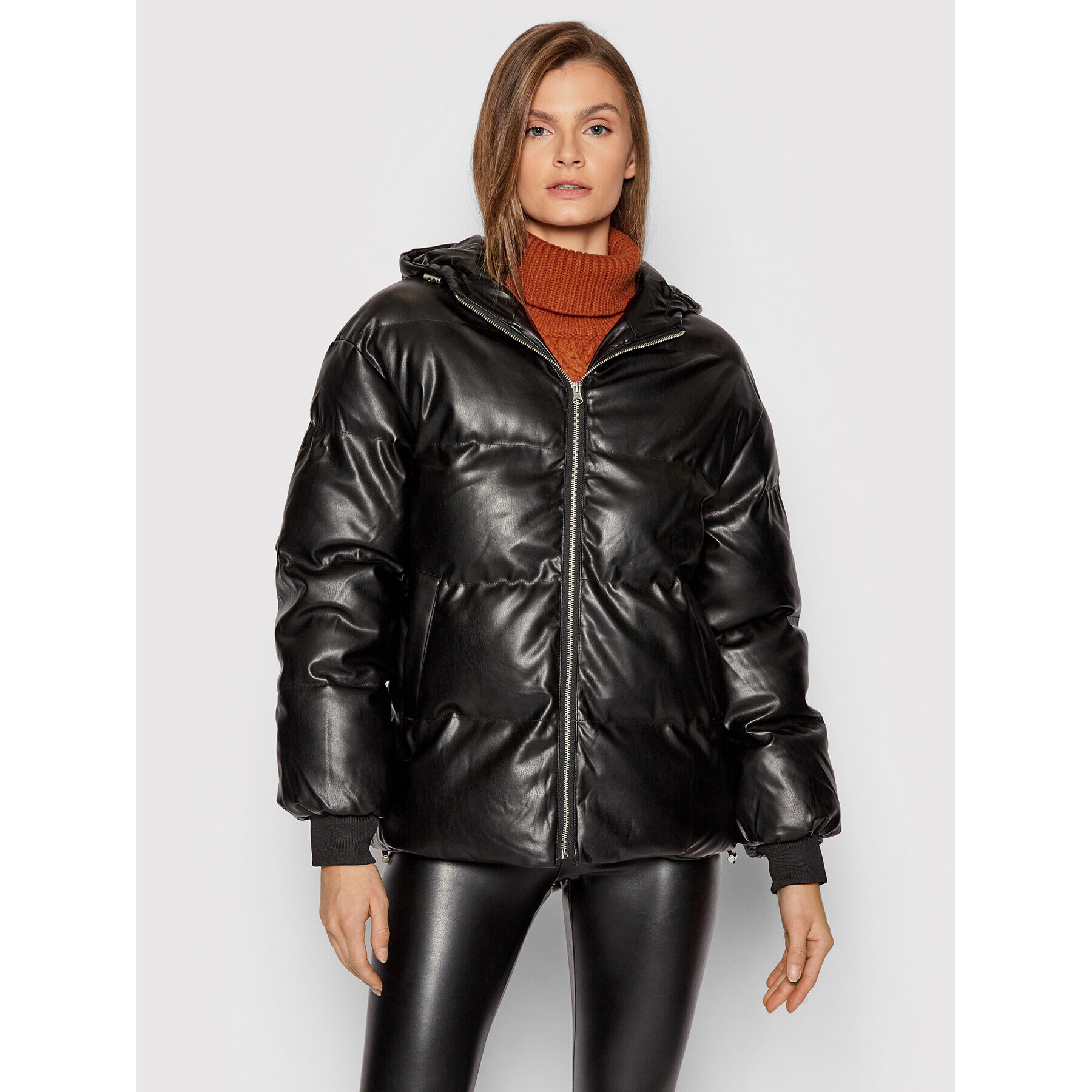 NA-KD Кожено яке 1100-004494-0002-581 Черен Regular Fit - Pepit.bg