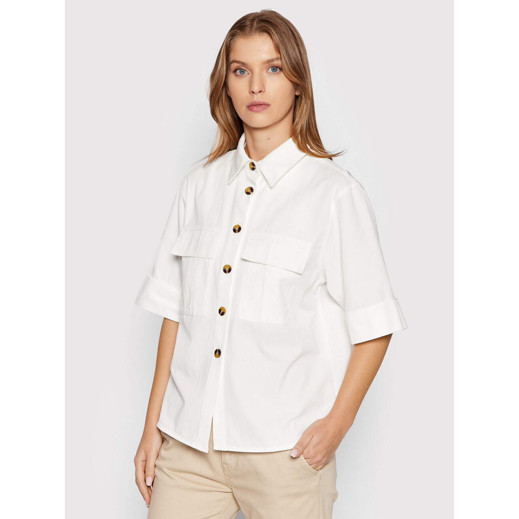 NA-KD Риза 1018-008324-0244-581 Бял Oversize - Pepit.bg