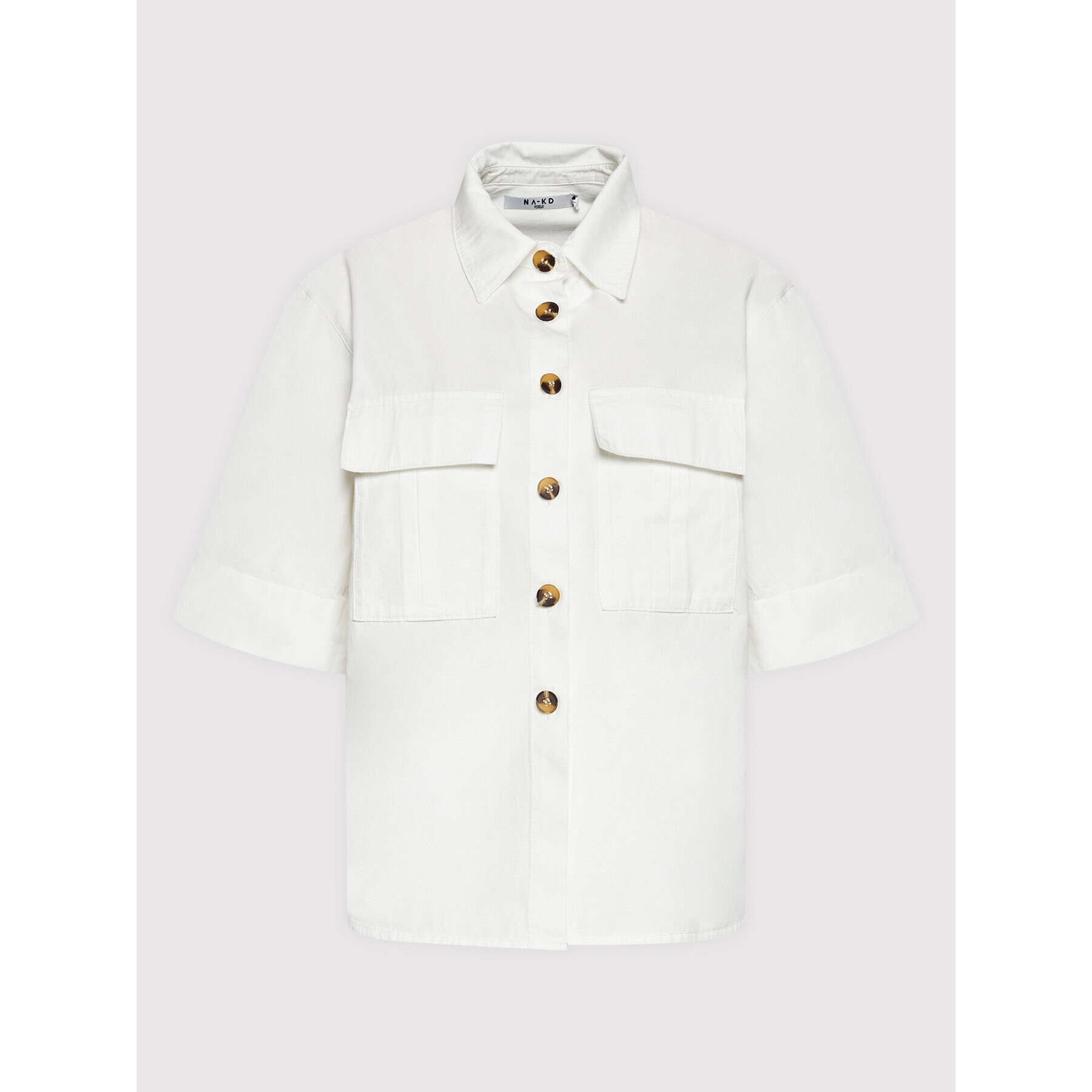 NA-KD Риза 1018-008324-0244-581 Бял Oversize - Pepit.bg