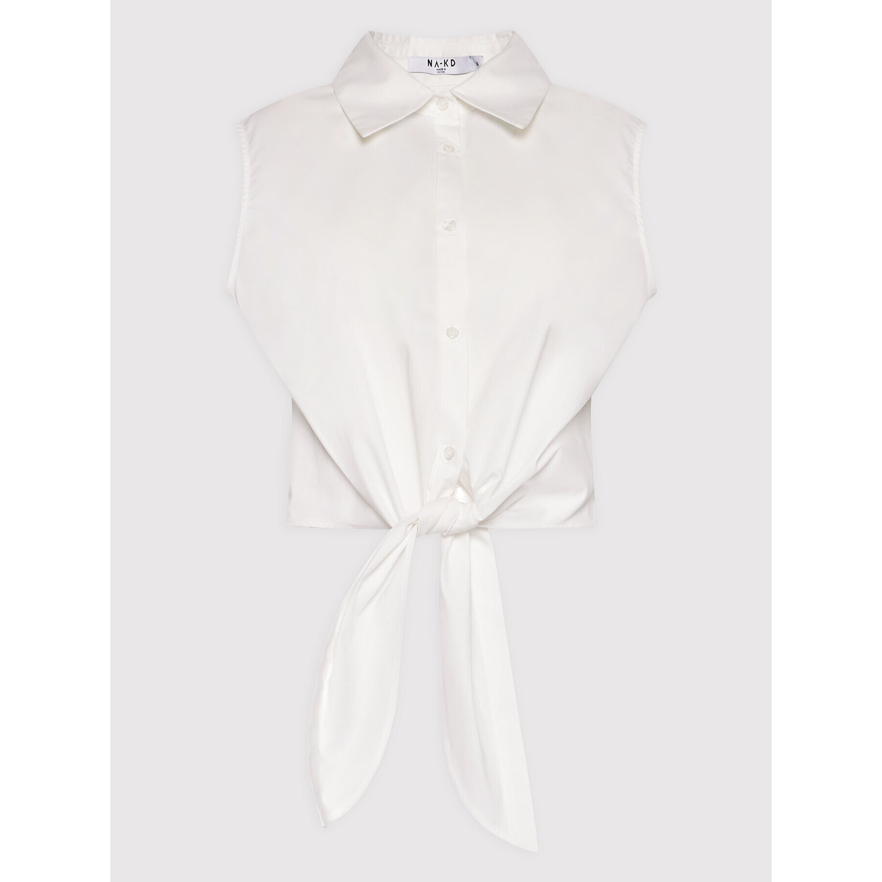 NA-KD Риза Front Knot 1018-008642-0001-581 Бял Regular Fit - Pepit.bg