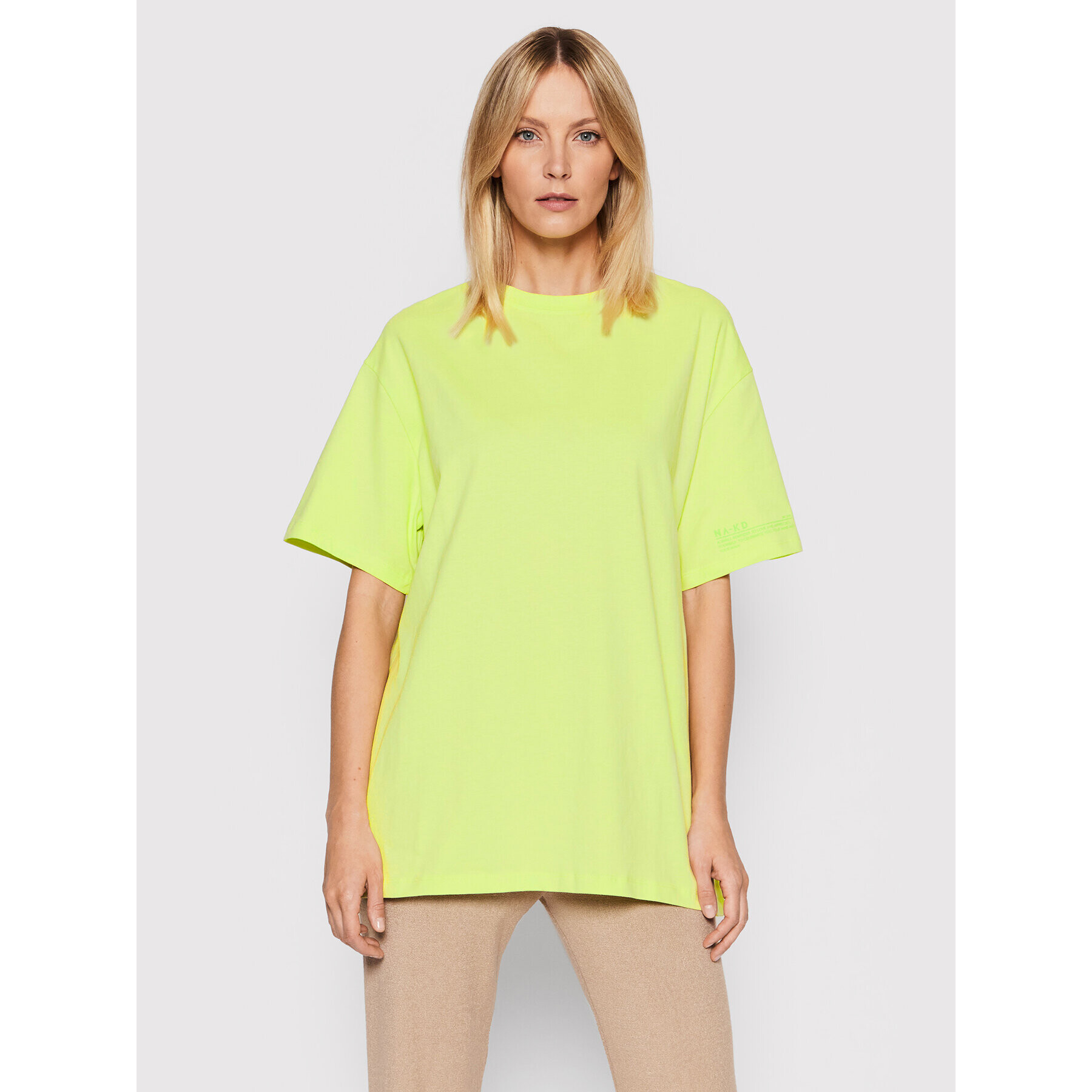 NA-KD Тишърт 1100-005399-7780-003 Жълт Relaxed Fit - Pepit.bg