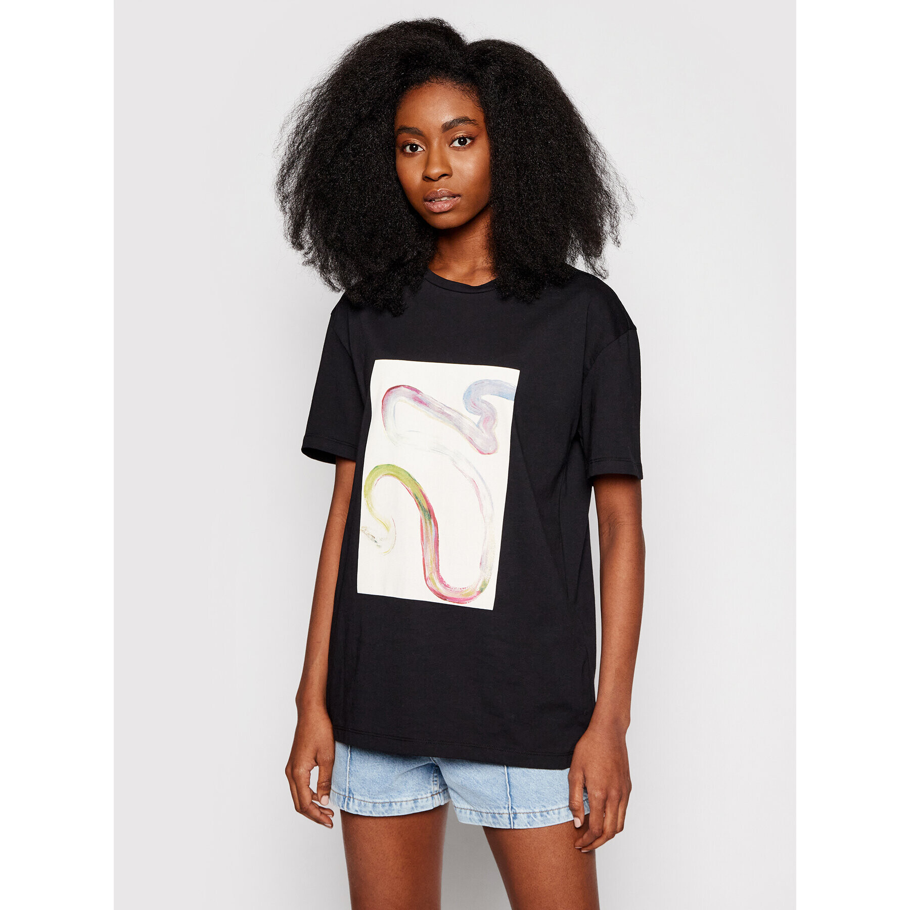 NA-KD Тишърт Printed Черен Loose Fit - Pepit.bg