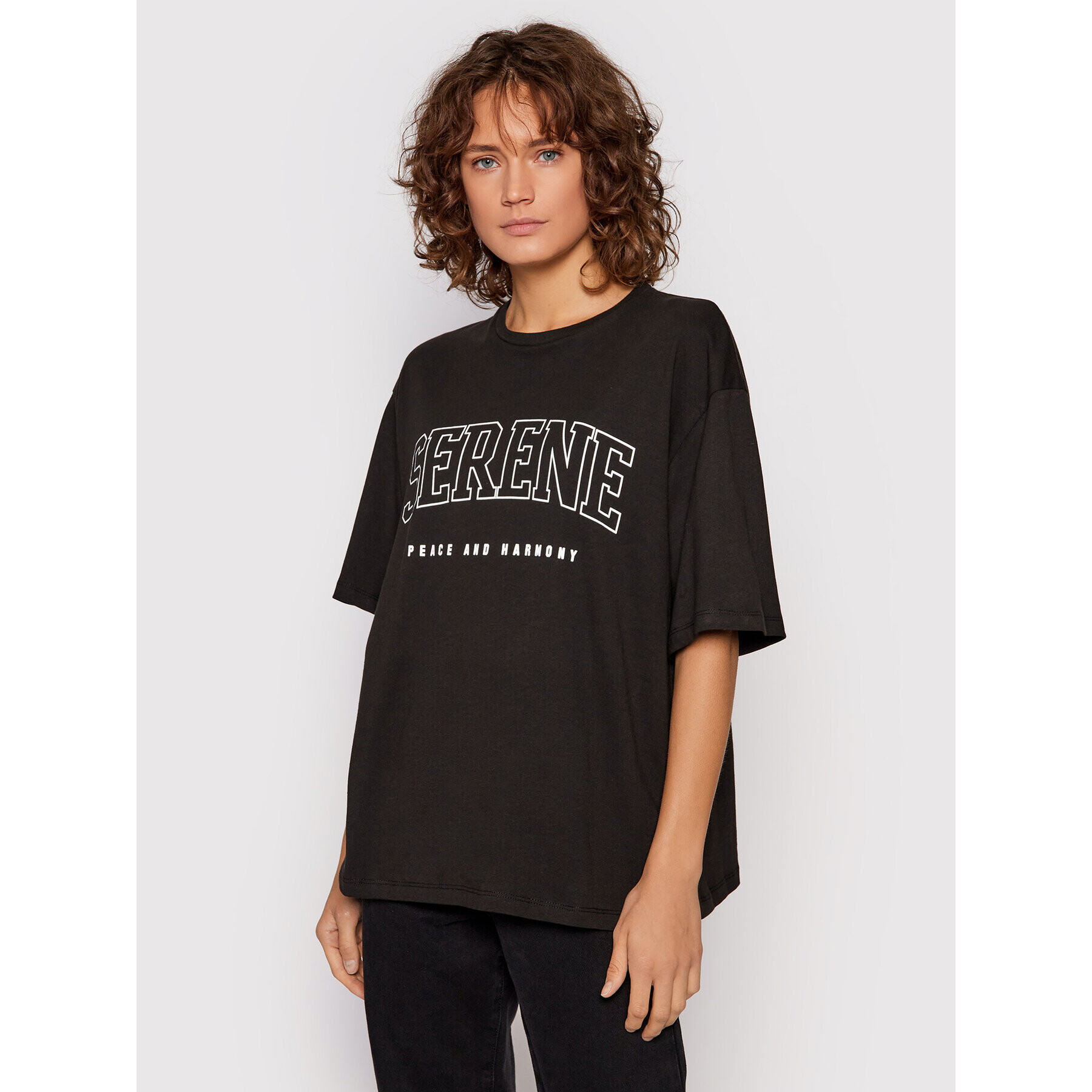 NA-KD Тишърт Serene Printed 1100-004260-0002-003 Черен Regular Fit - Pepit.bg