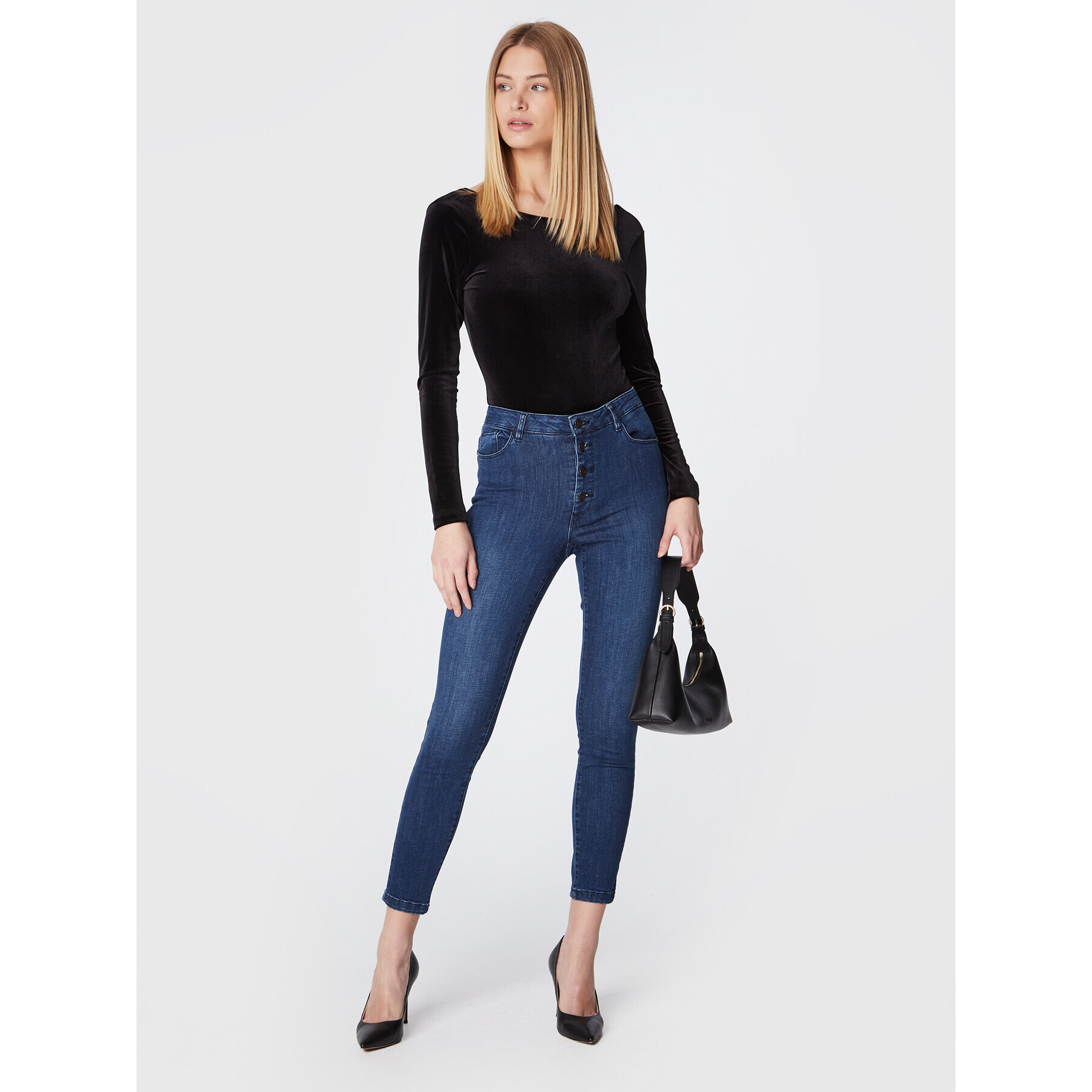 NAF NAF Боди Ovelvet THNT54 Черен Regular Fit - Pepit.bg