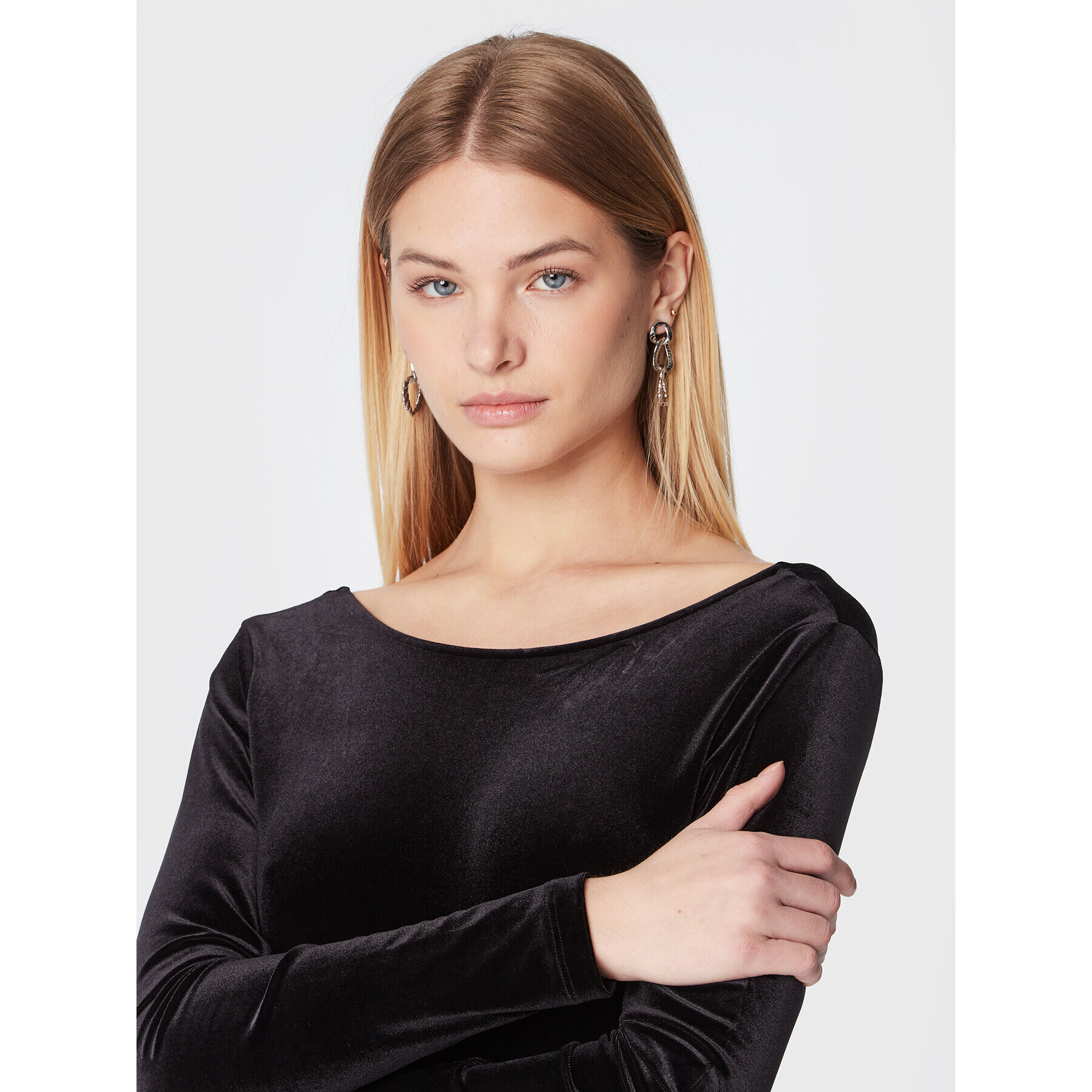 NAF NAF Боди Ovelvet THNT54 Черен Regular Fit - Pepit.bg