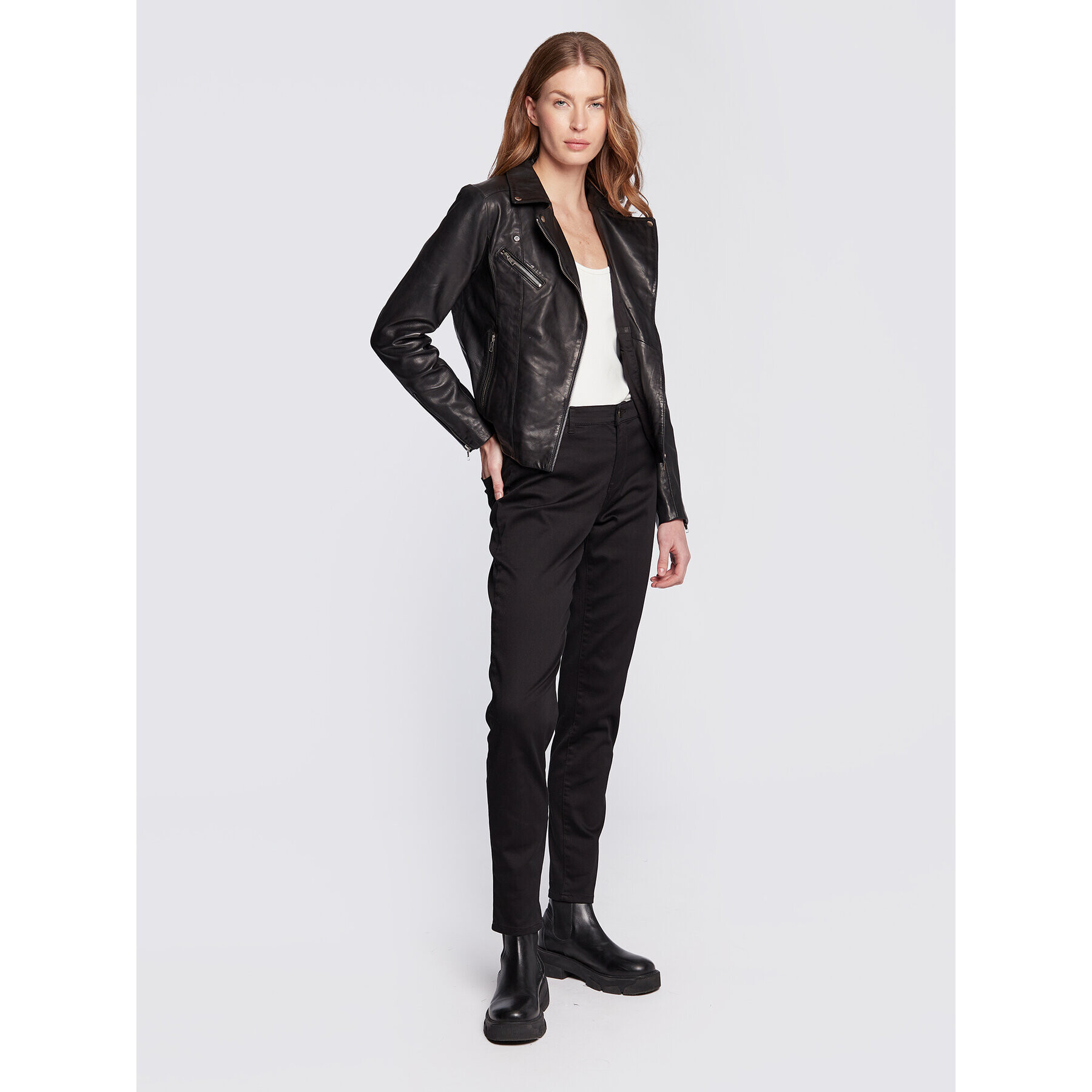 NAF NAF Кожено яке Camily THNL15 Черен Regular Fit - Pepit.bg