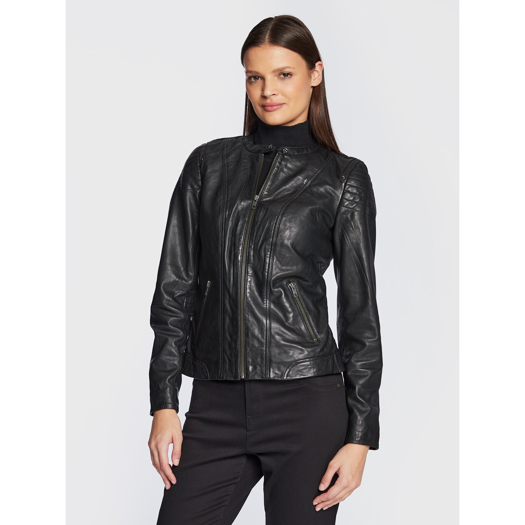 NAF NAF Кожено яке Clim DNL1Z Черен Regular Fit - Pepit.bg