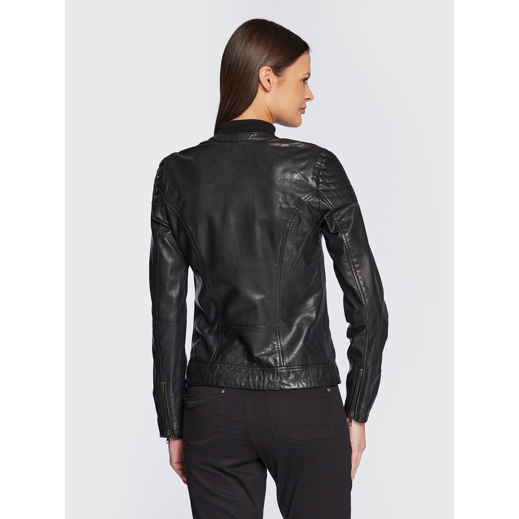NAF NAF Кожено яке Clim DNL1Z Черен Regular Fit - Pepit.bg