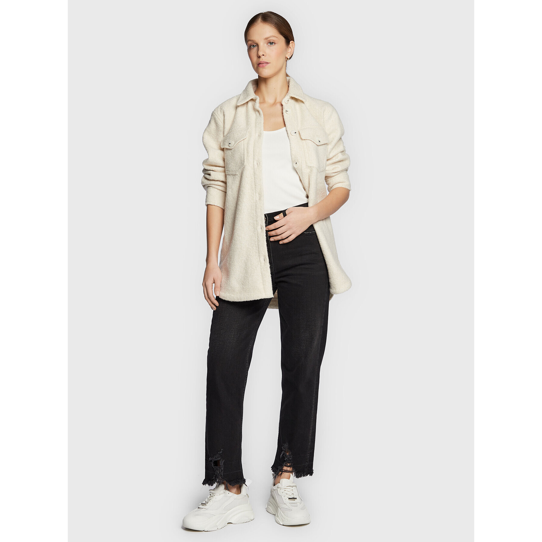 NAF NAF Кожух Bufritz THNK23 Екрю Regular Fit - Pepit.bg