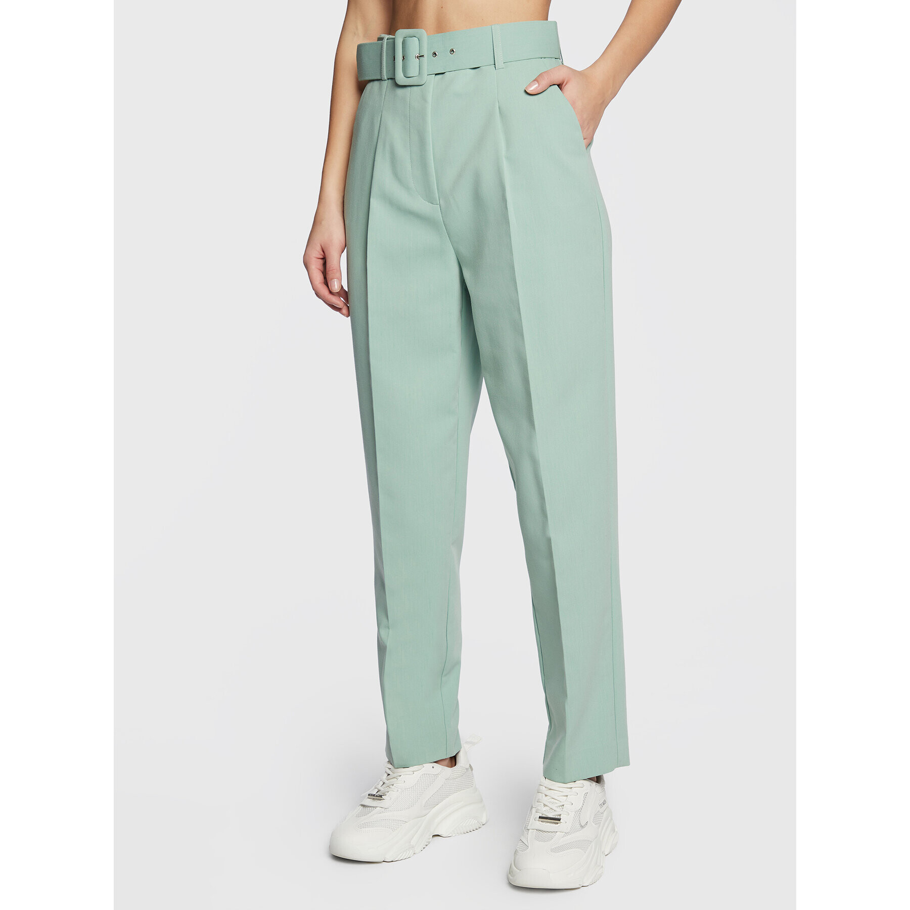 NAF NAF Текстилни панталони Egisele THNP36 Зелен Slim Fit - Pepit.bg