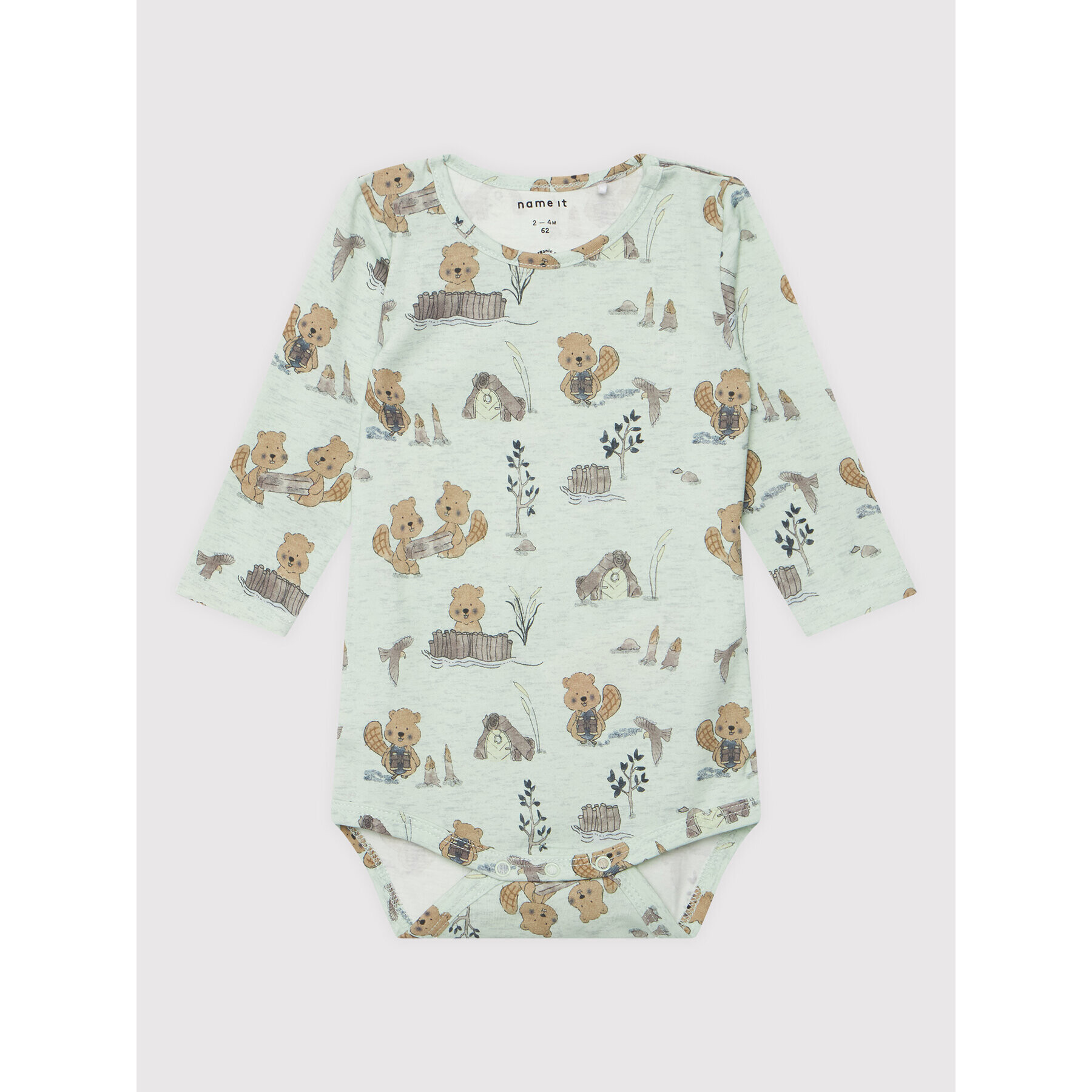 NAME IT Комплект боди и панталон 13205867 Зелен Regular Fit - Pepit.bg