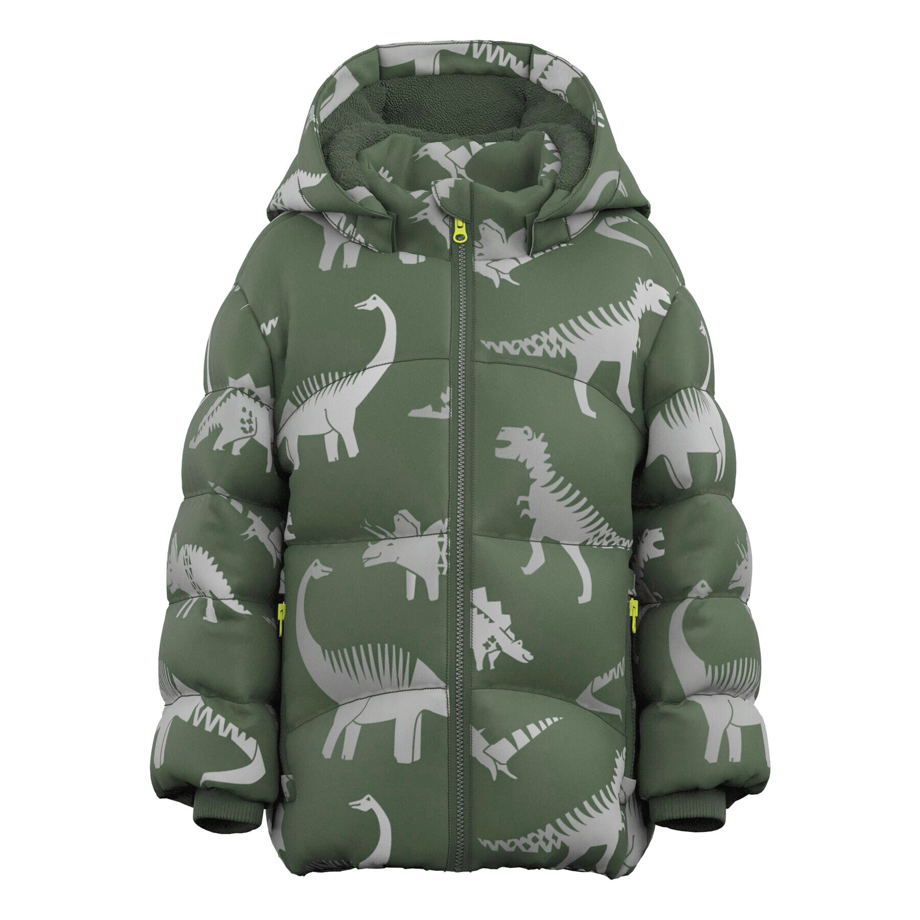 NAME IT Пухено яке 13218522 Зелен Regular Fit - Pepit.bg