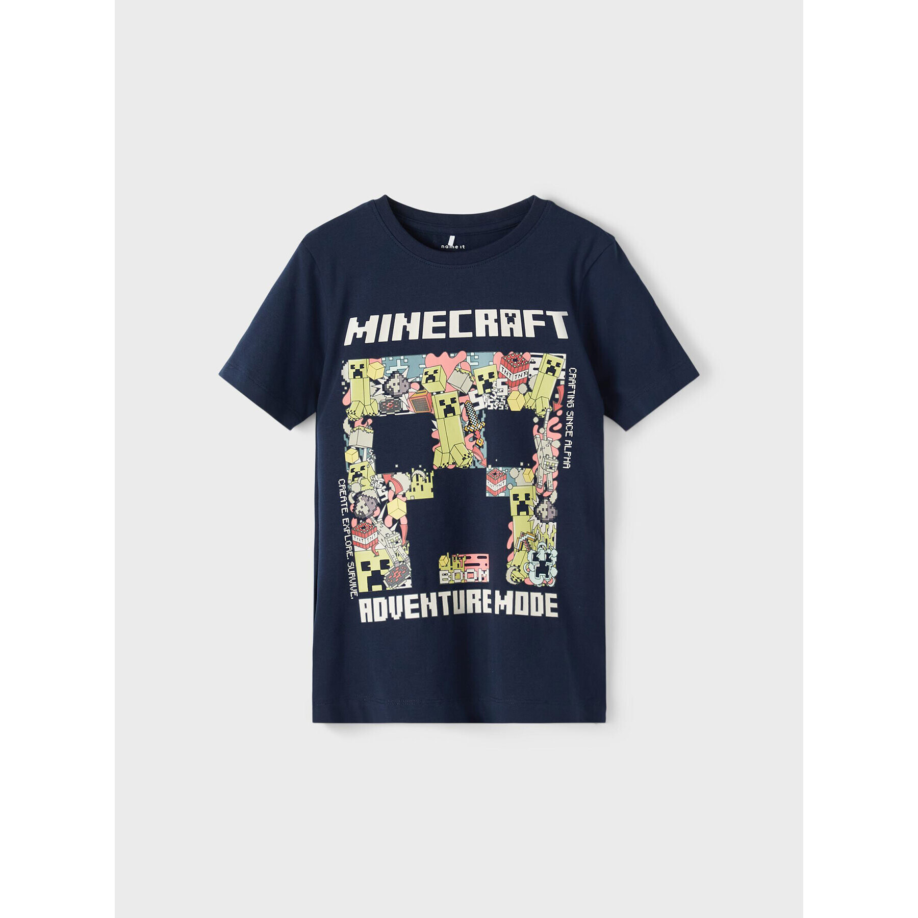 NAME IT Тишърт MINECRAFT 13208247 Тъмносин Regular Fit - Pepit.bg