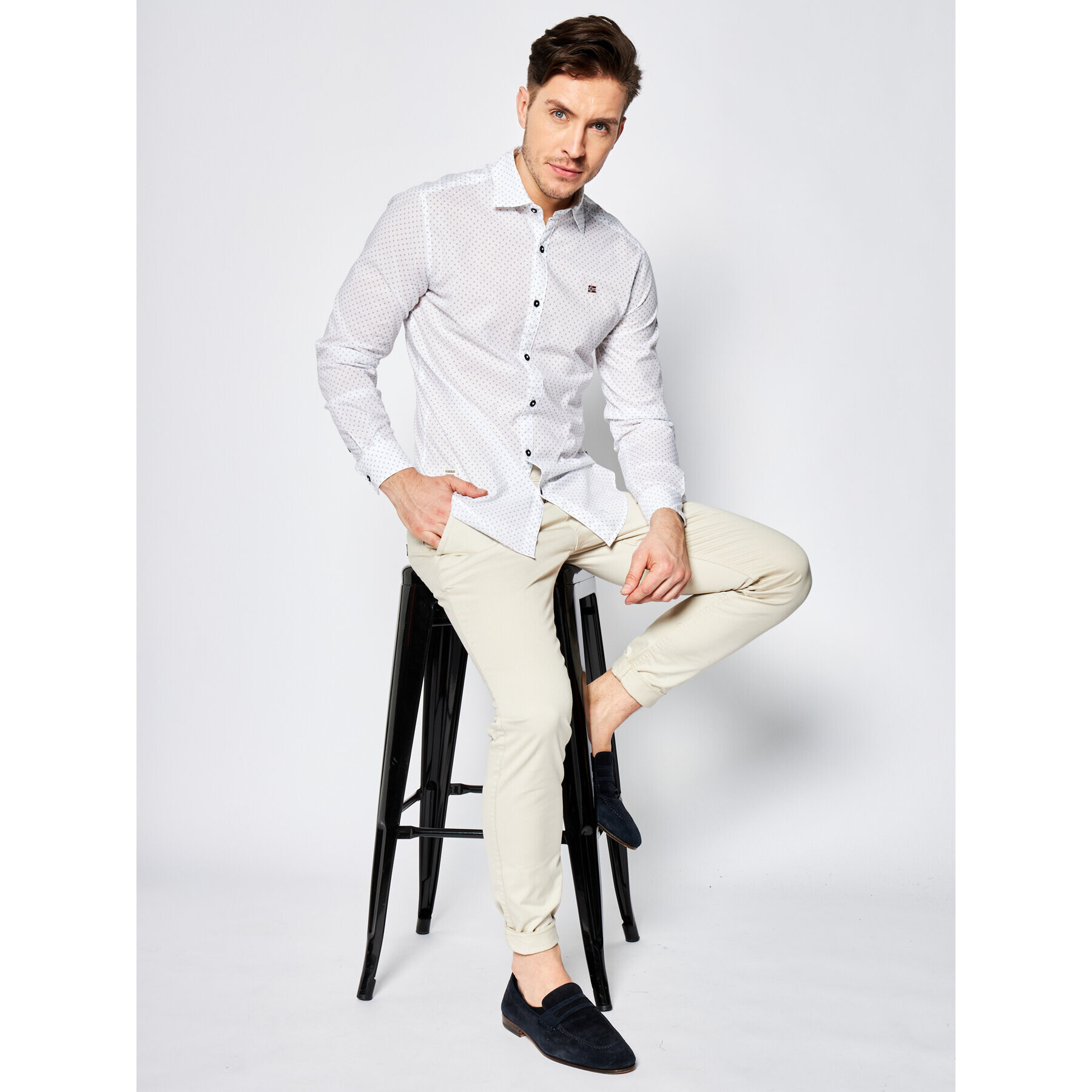 Napapijri Риза Gruaro NP0A4E2WF Бял Slim Fit - Pepit.bg