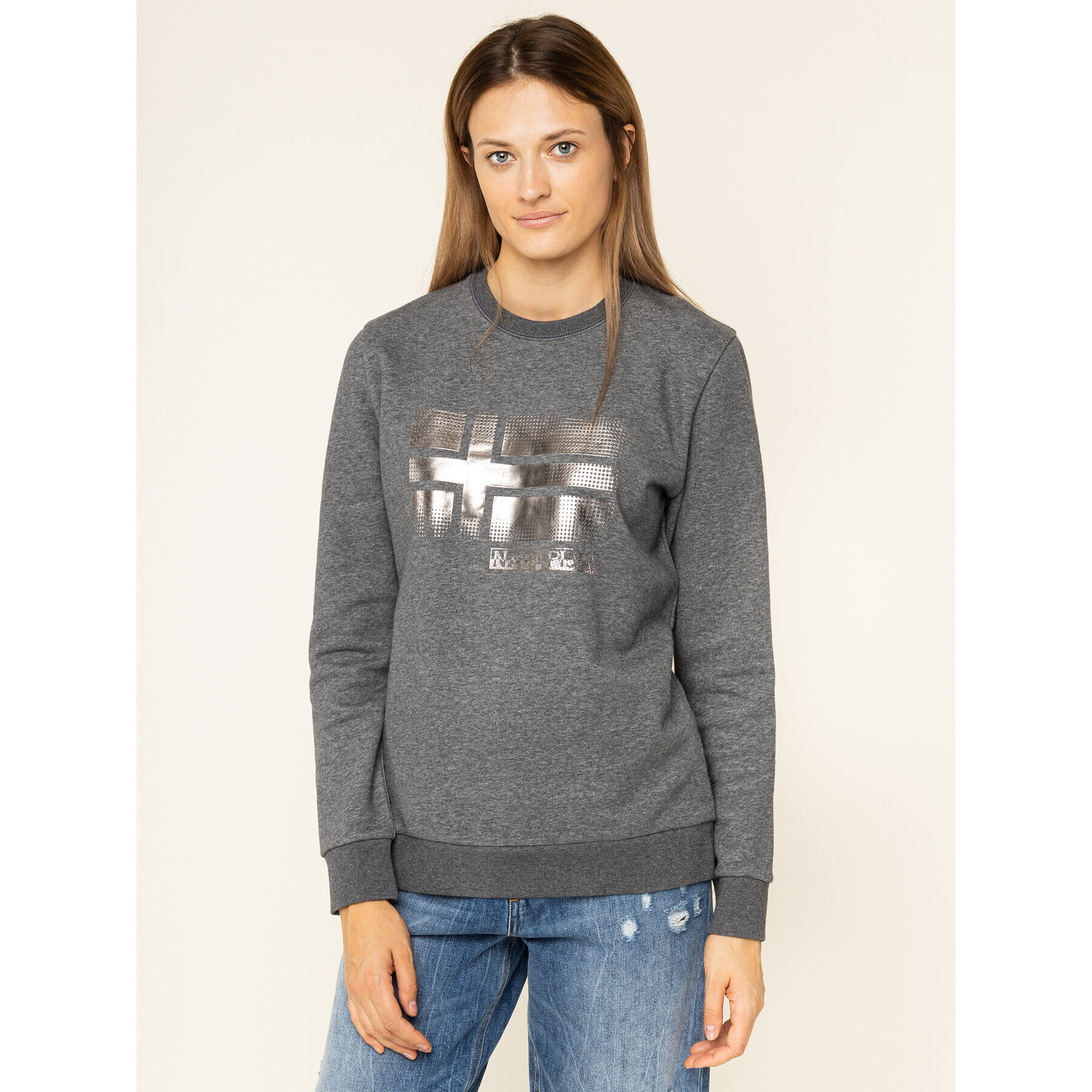 Napapijri Суитшърт Bra C N0YIXI Сив Regular Fit - Pepit.bg