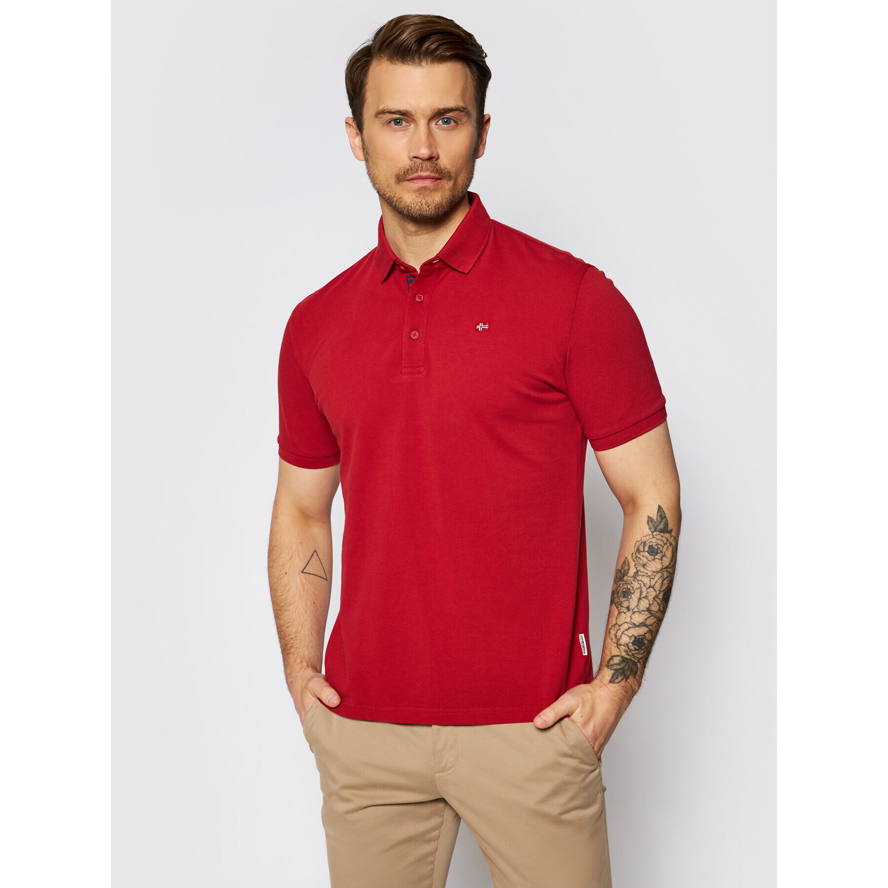 Napapijri Тениска с яка и копчета Eolanos 2 NP0A4FUO0941 Червен Regular Fit - Pepit.bg