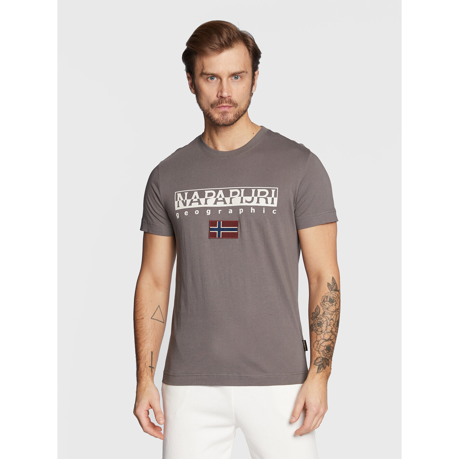 Napapijri Тишърт S-Ayas NP0A4GDQ Сив Regular Fit - Pepit.bg