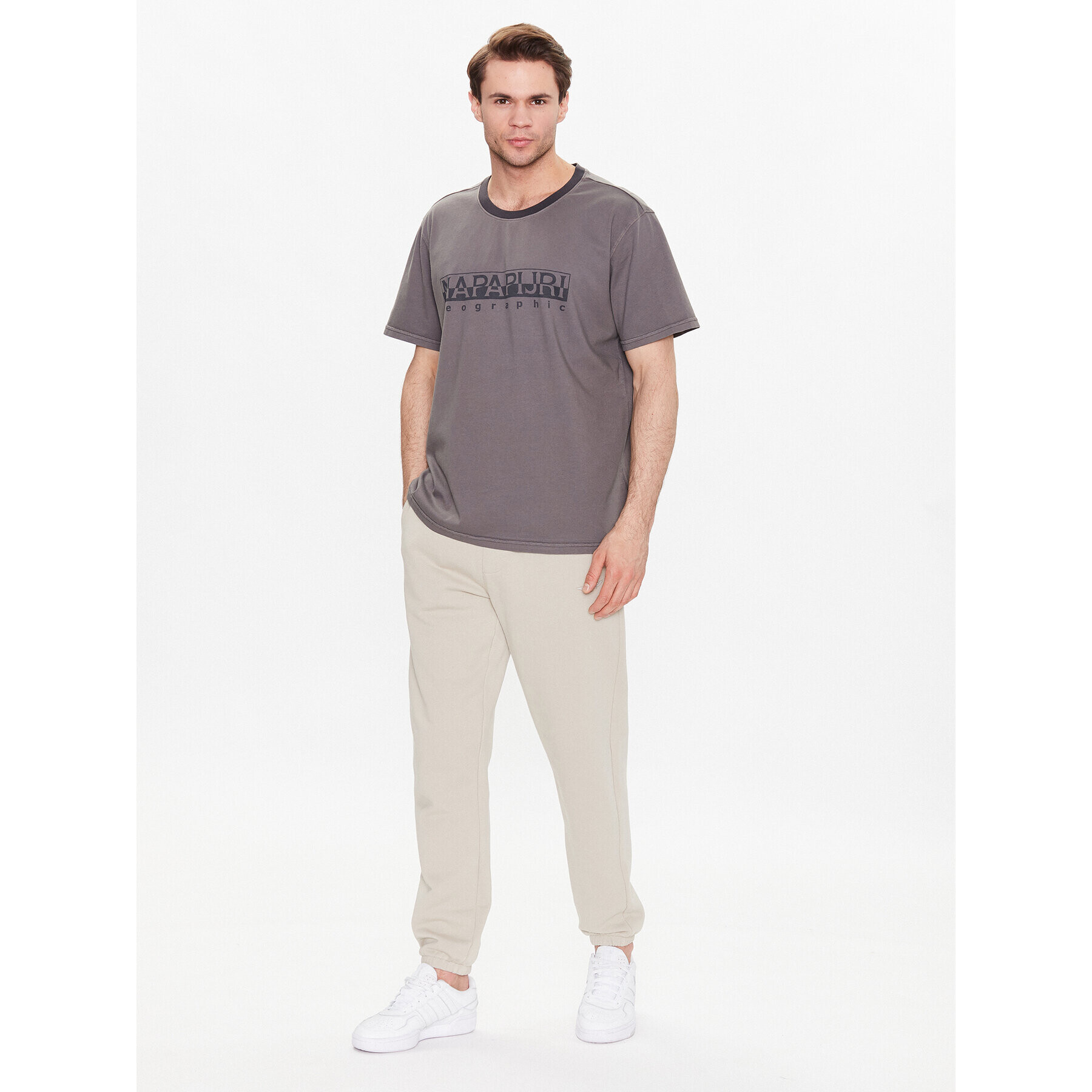 Napapijri Тишърт S-Santiago NP0A4H2J Сив Regular Fit - Pepit.bg