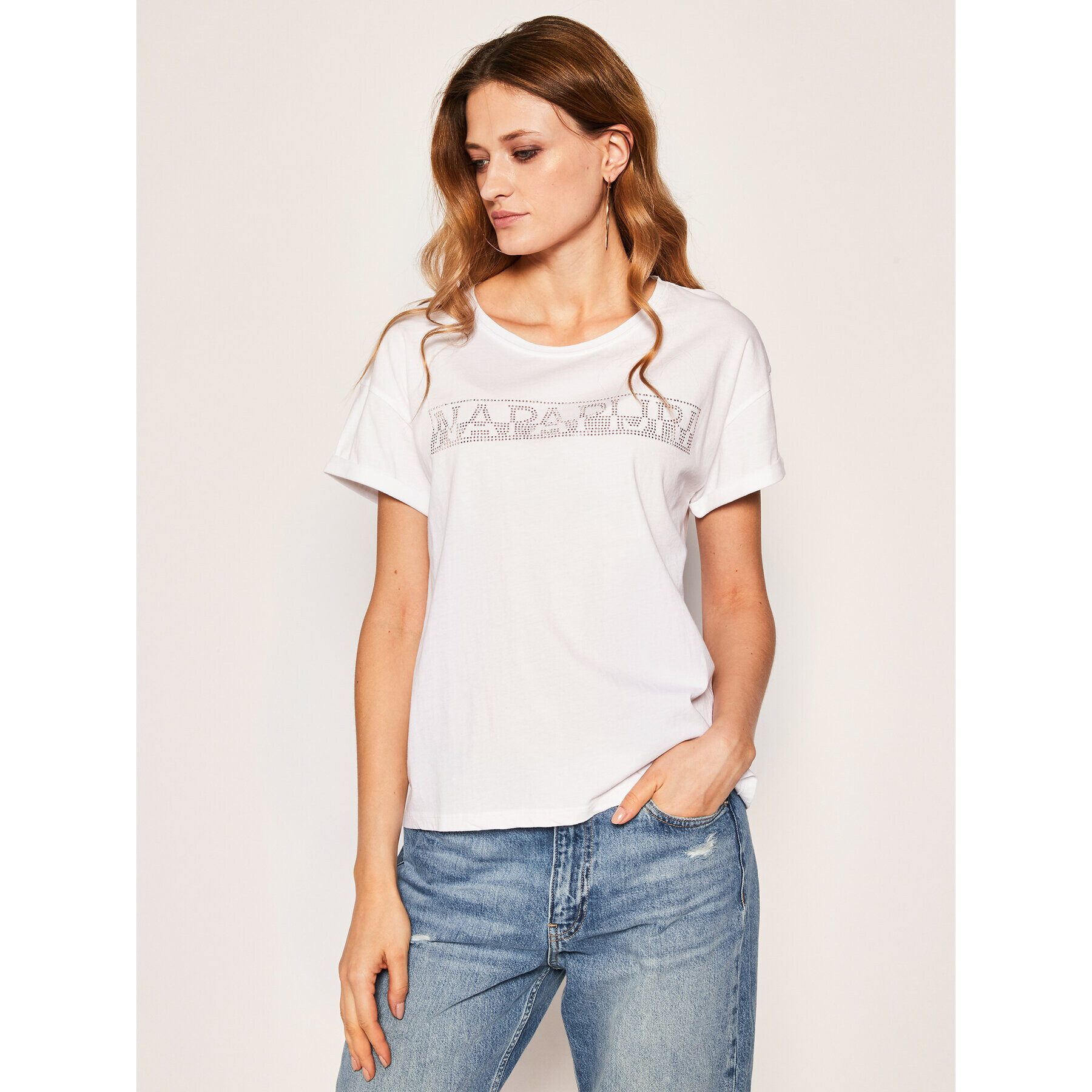Napapijri Тишърт Siccari NP0A4E3W0 Бял Regular Fit - Pepit.bg