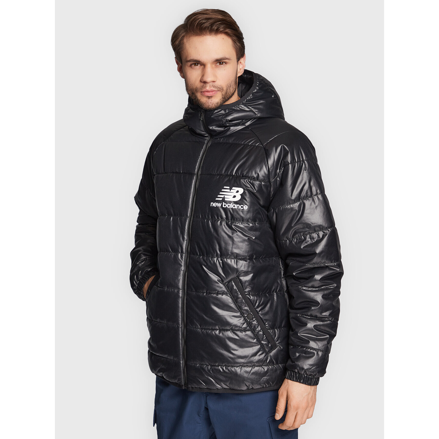 New Balance Пухено яке MJ13513 Черен Regular Fit - Pepit.bg