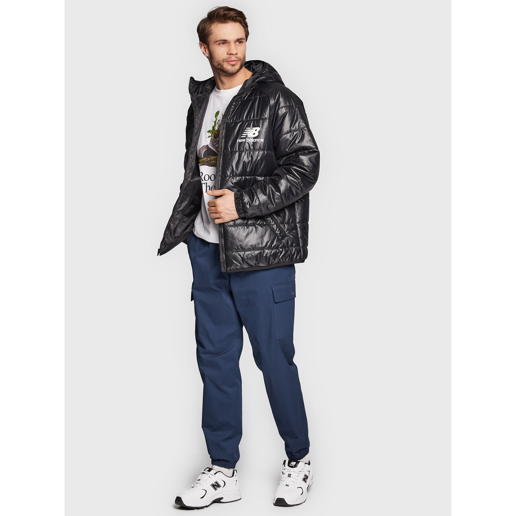 New Balance Пухено яке MJ13513 Черен Regular Fit - Pepit.bg